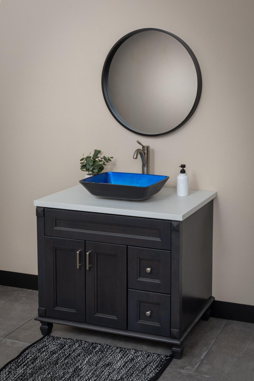 Eden Bath 13.13'' Blue Tempered Glass Rectangular Bathroom Sink