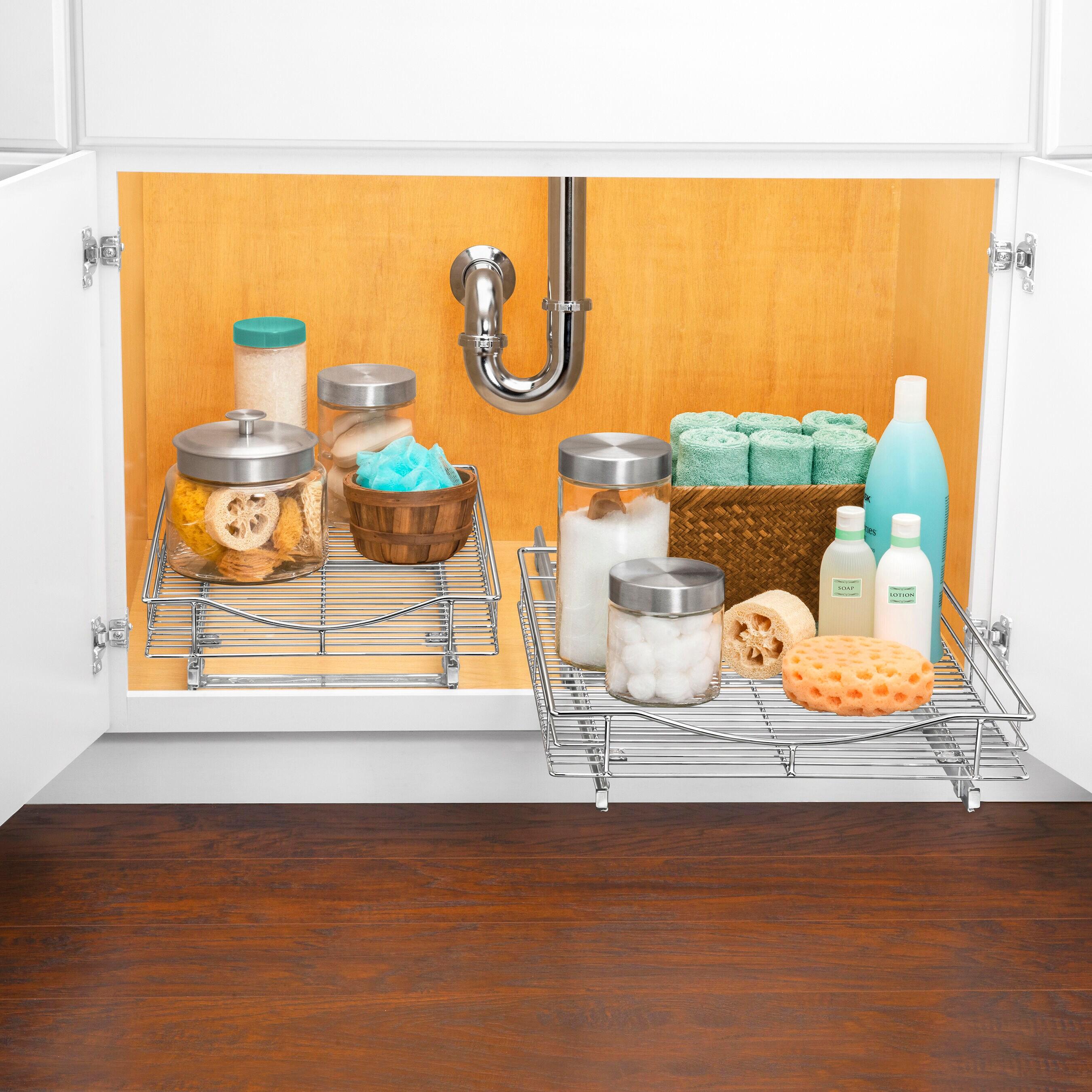 LYNK PROFESSIONAL Pull Out Cabinet Organizer - Slide Out Drawers for Kitchen Cabinets, Chrome