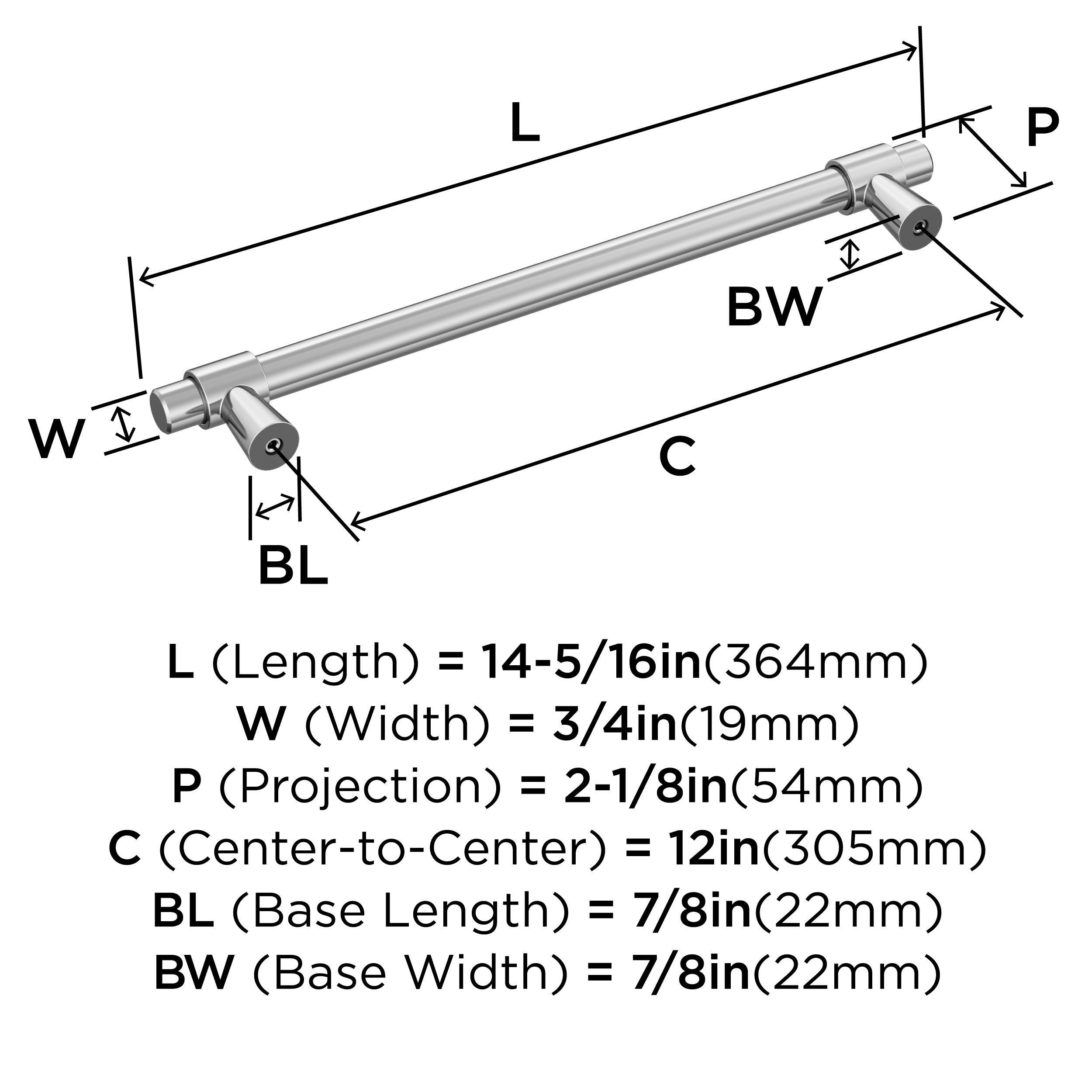 Amerock Destine 12 inch (305mm) Center-to-Center Polished Chrome Appliance Pull