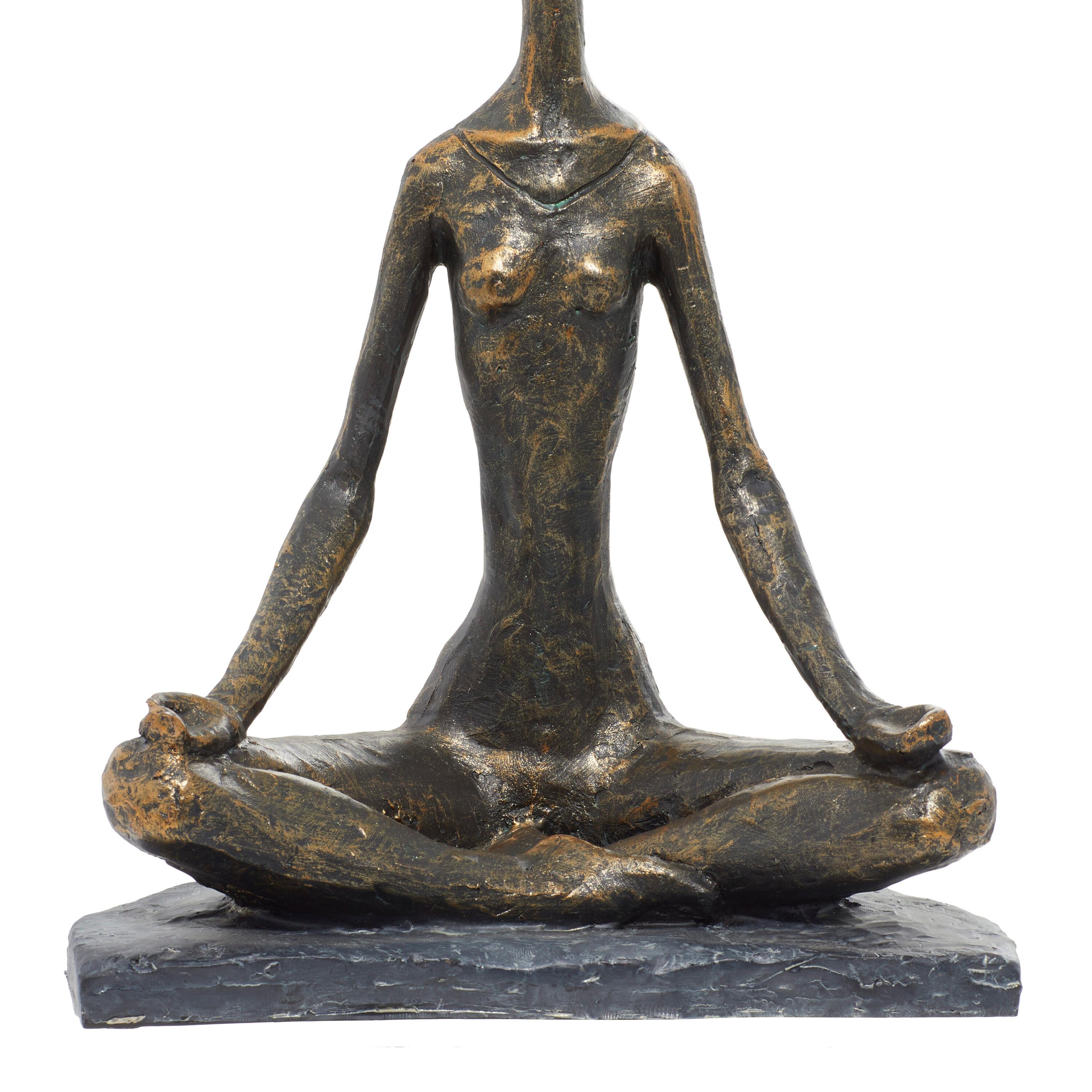 9" x 11" Black Polystone Yoga Sculpture, by DecMode