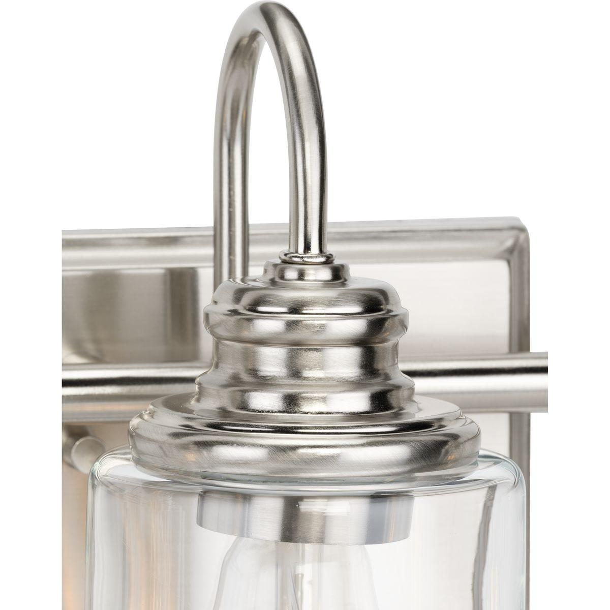 Progress Lighting Aiken 4-Light Bath Vanity Light, Brushed Nickel, Clear Glass Shade