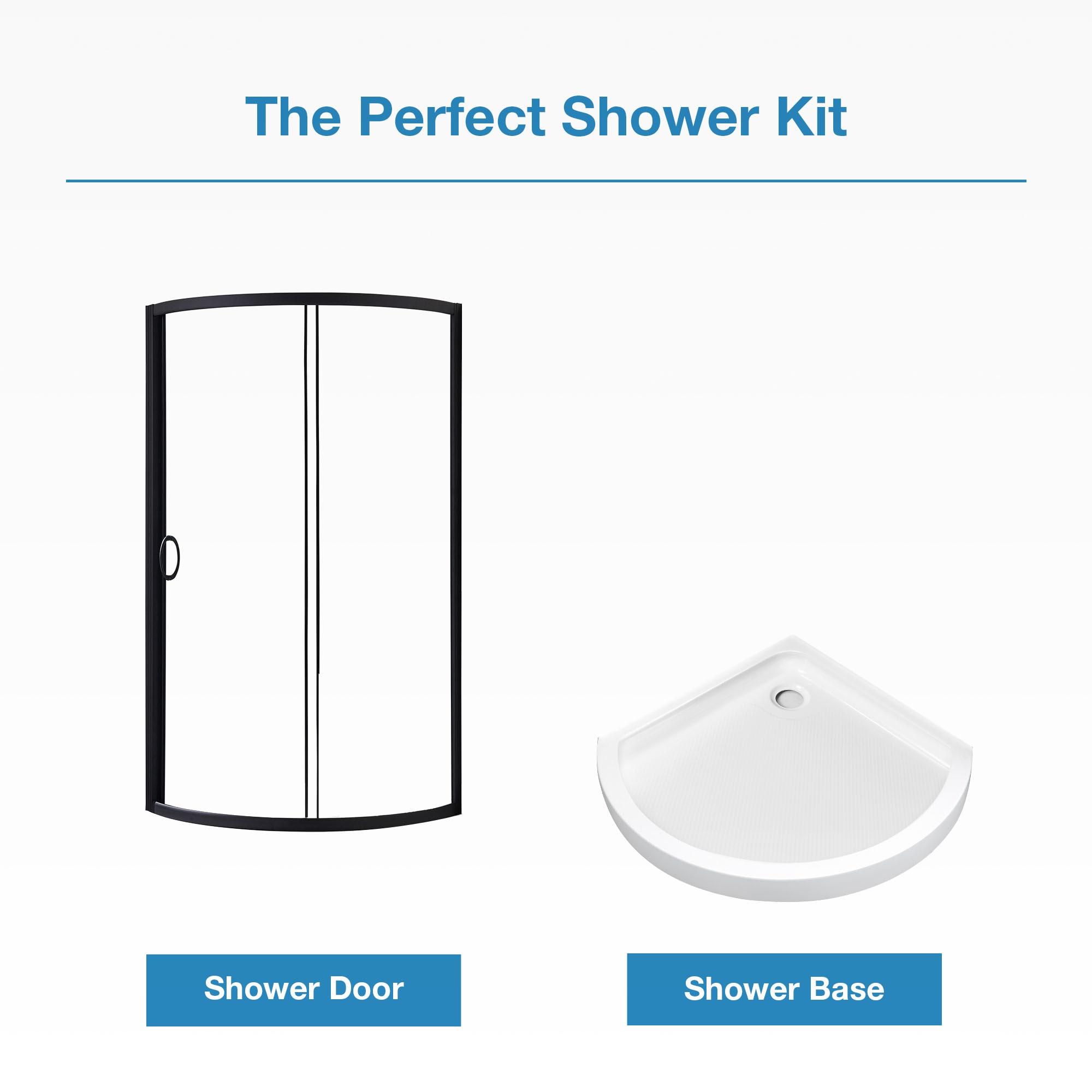 OVE Decors Breeze Premium 33 in. Framed Round Shower Kit w/ Clear Glass, Base