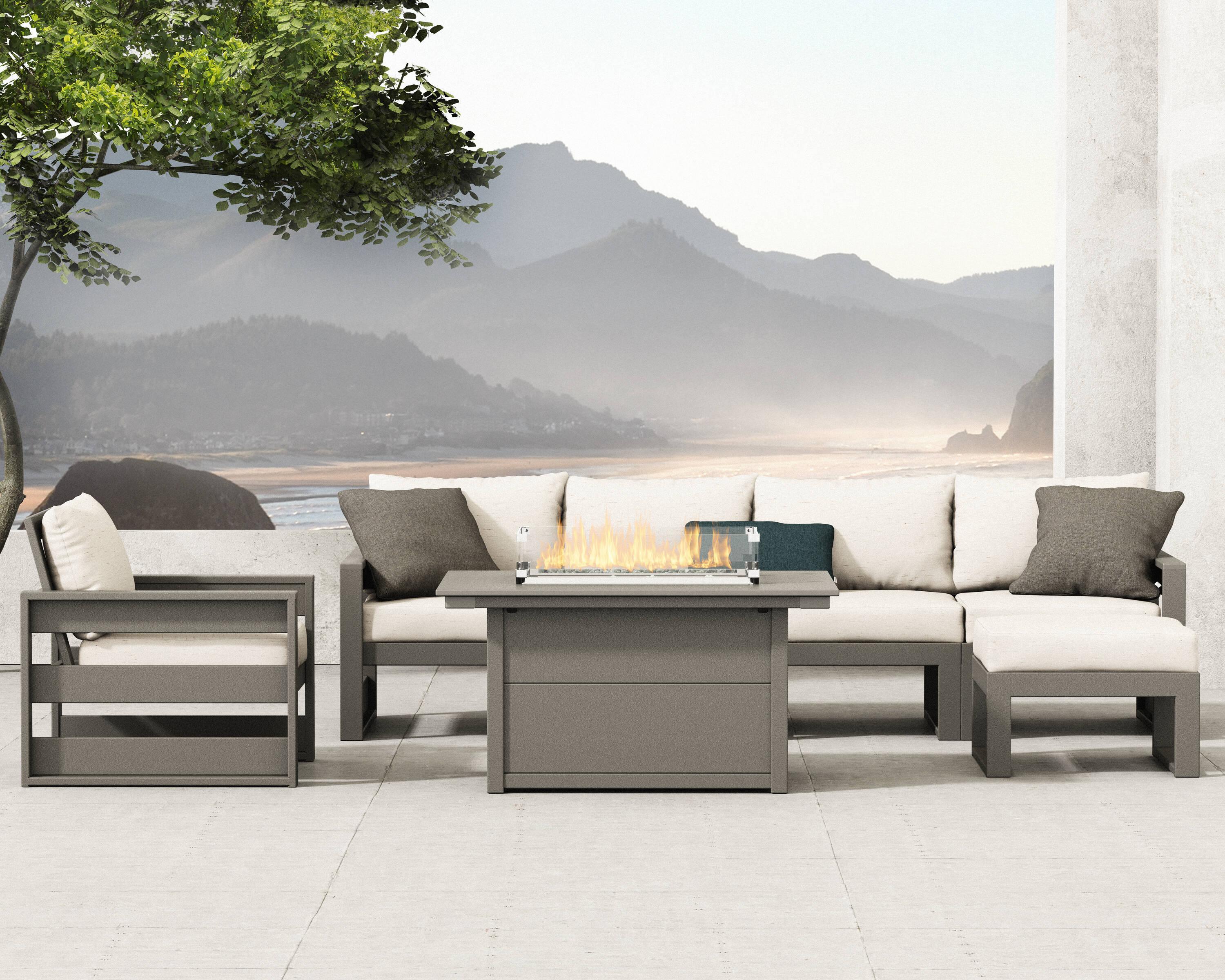 24'' H x 33.63'' W Polyresin Outdoor Fire Pit Table with Lid