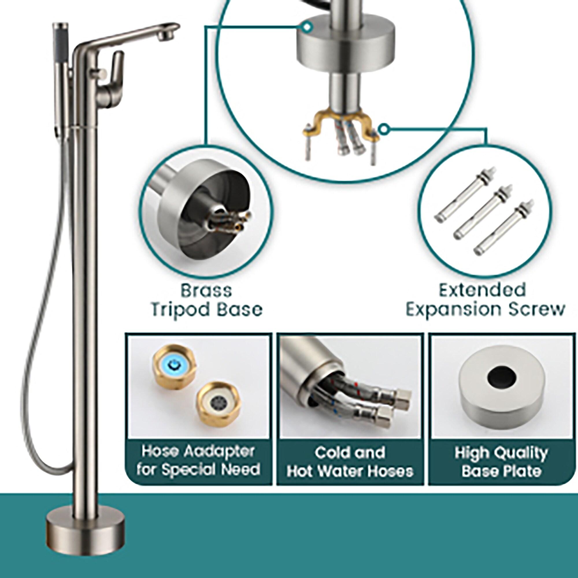CASAINC KCLT0054-BN Single Handle Freestanding Bathtub Faucet with Diverter and Handshower