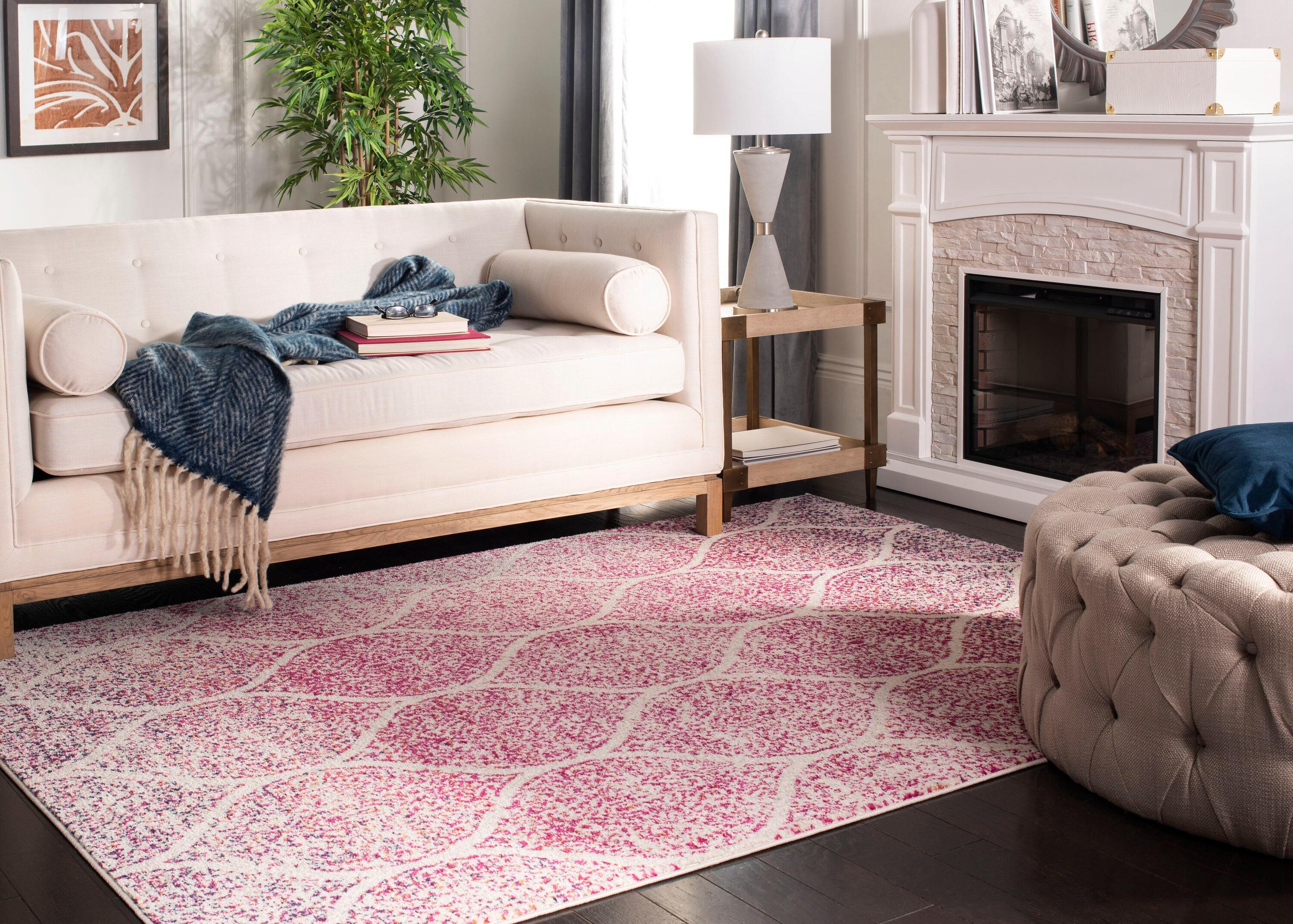 Madison MAD604 Power Loomed Area Rug - Cream/Fuchsia - 5'3"x7' - Safavieh.