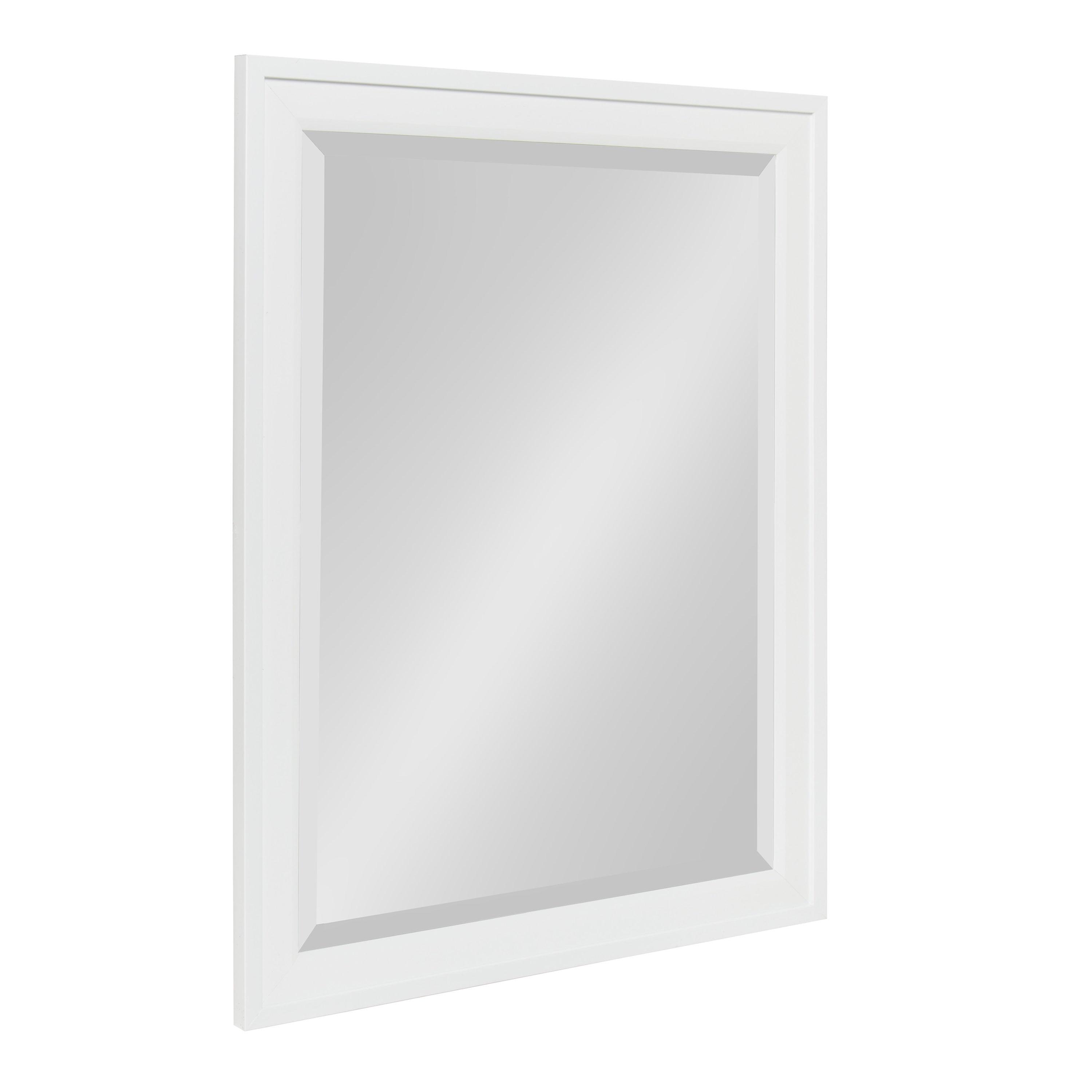 21.5" x 27.5" Bosc Rectangle Wall Mirror White - DesignOvation: Polystyrene Frame, No Assembly Required