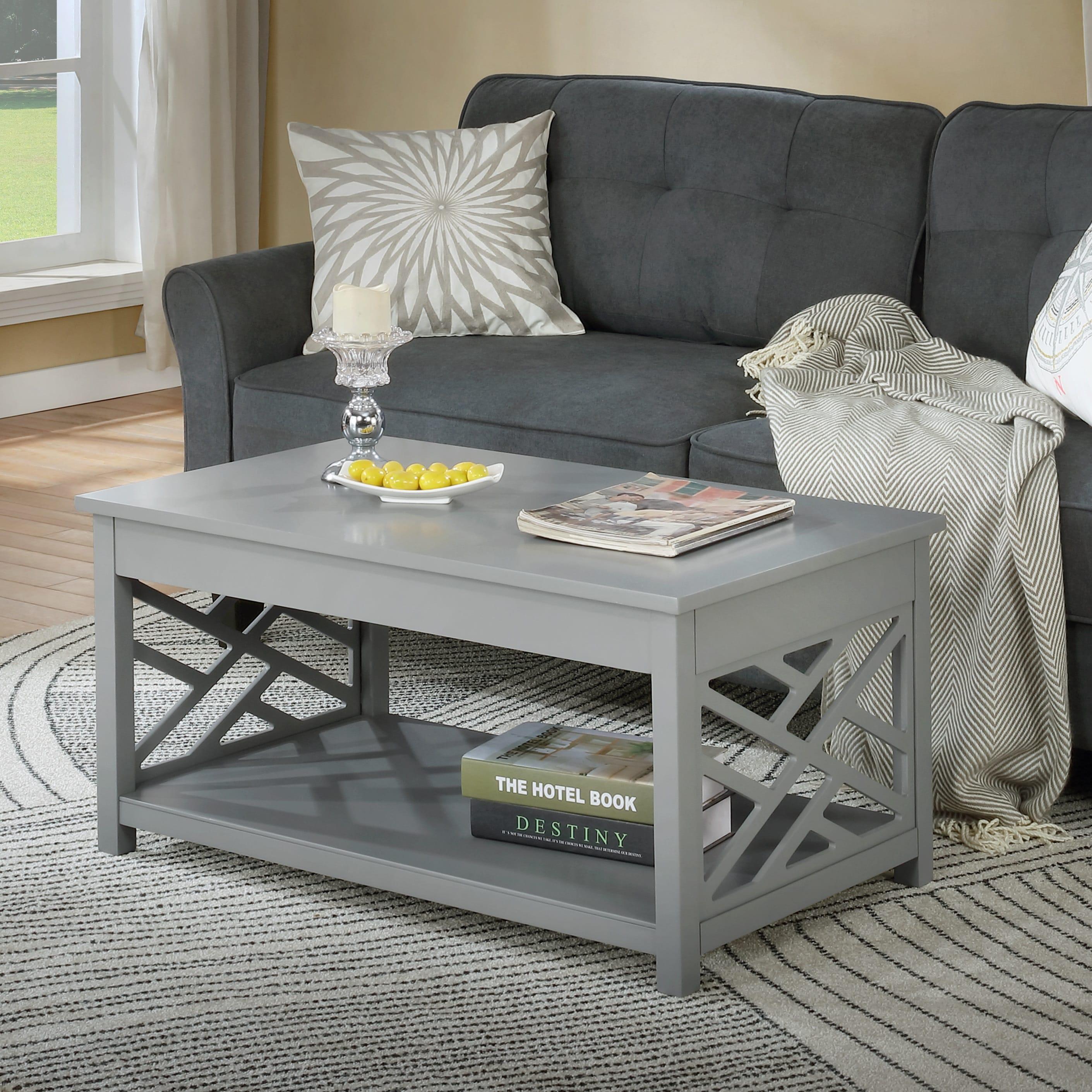 Alaterre Furniture Coventry 36 in. Solid Pine Wood Coffee Table, Traditional to Modern Design Accent Furniture, Gray