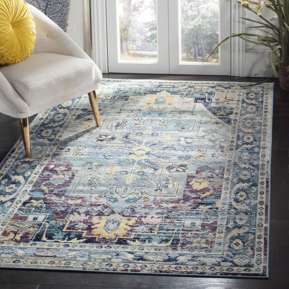 Crystal CRS503 Power Loomed Indoor Area Rug - Teal/Purple - 5'x8' - Safavieh