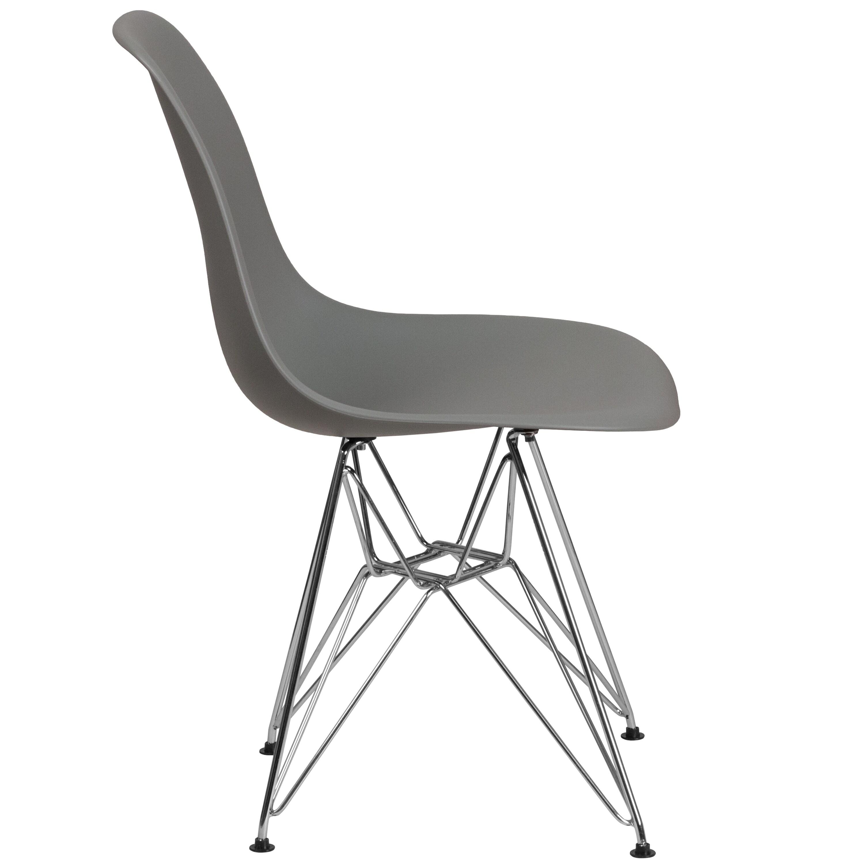 Flash Furniture Elon Series Moss Gray Plastic Chair with Chrome Base