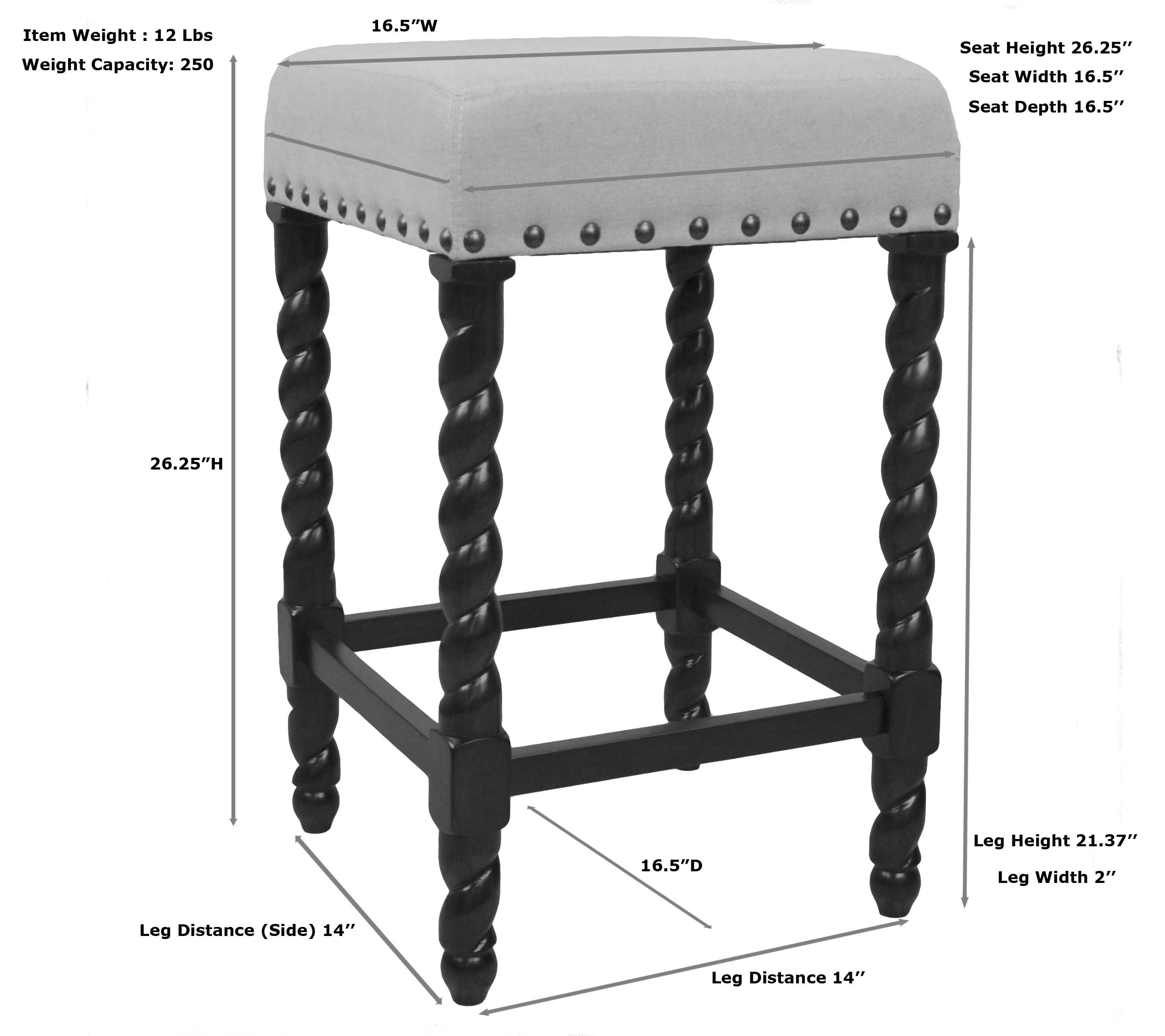 Carolina Living Remick 24" Counter Stool - Vintage White - Linen Upholstery