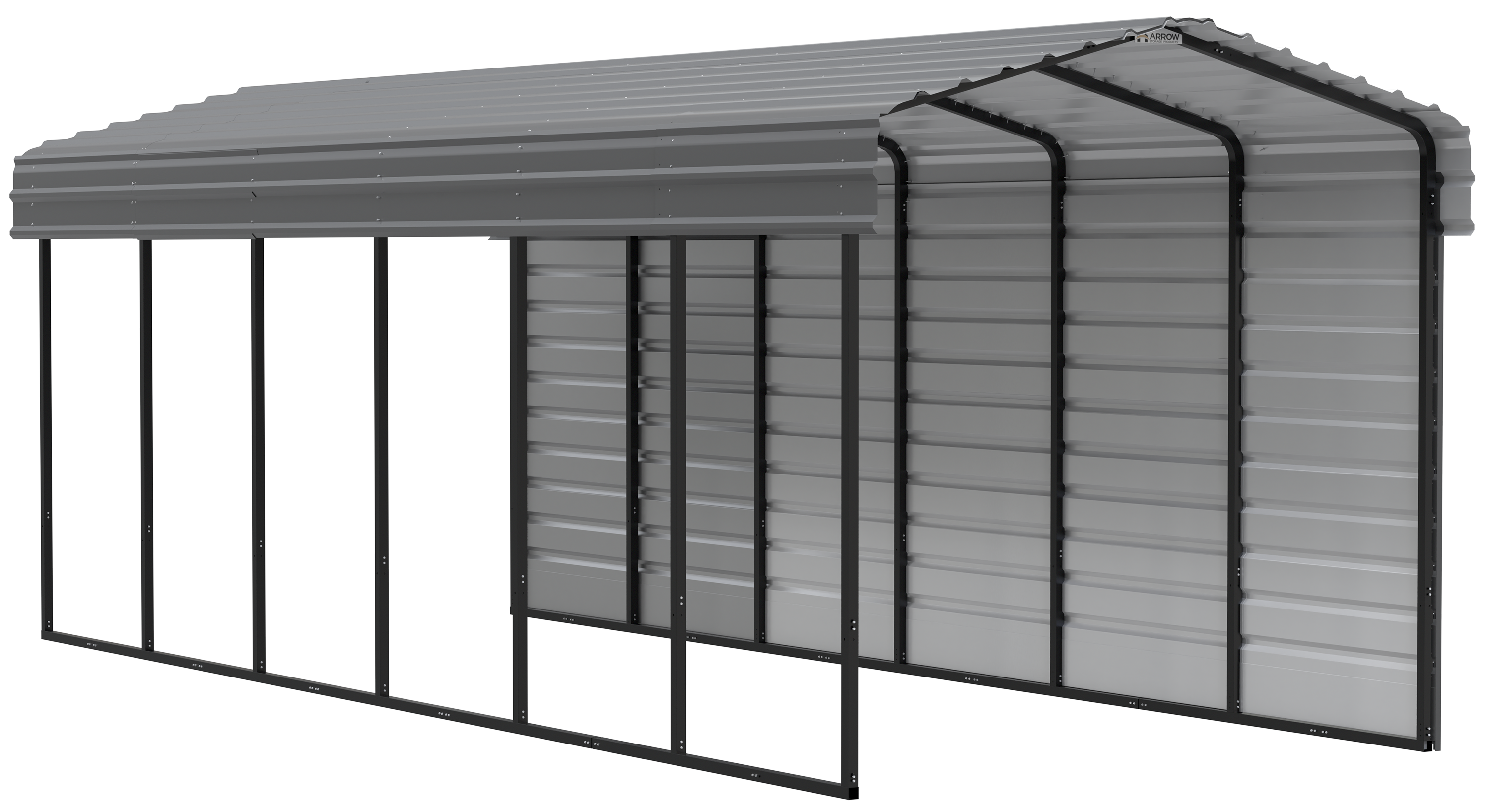 Arrow Arrow Steel Carport with 1 Side Wall Kit, 10x29x09