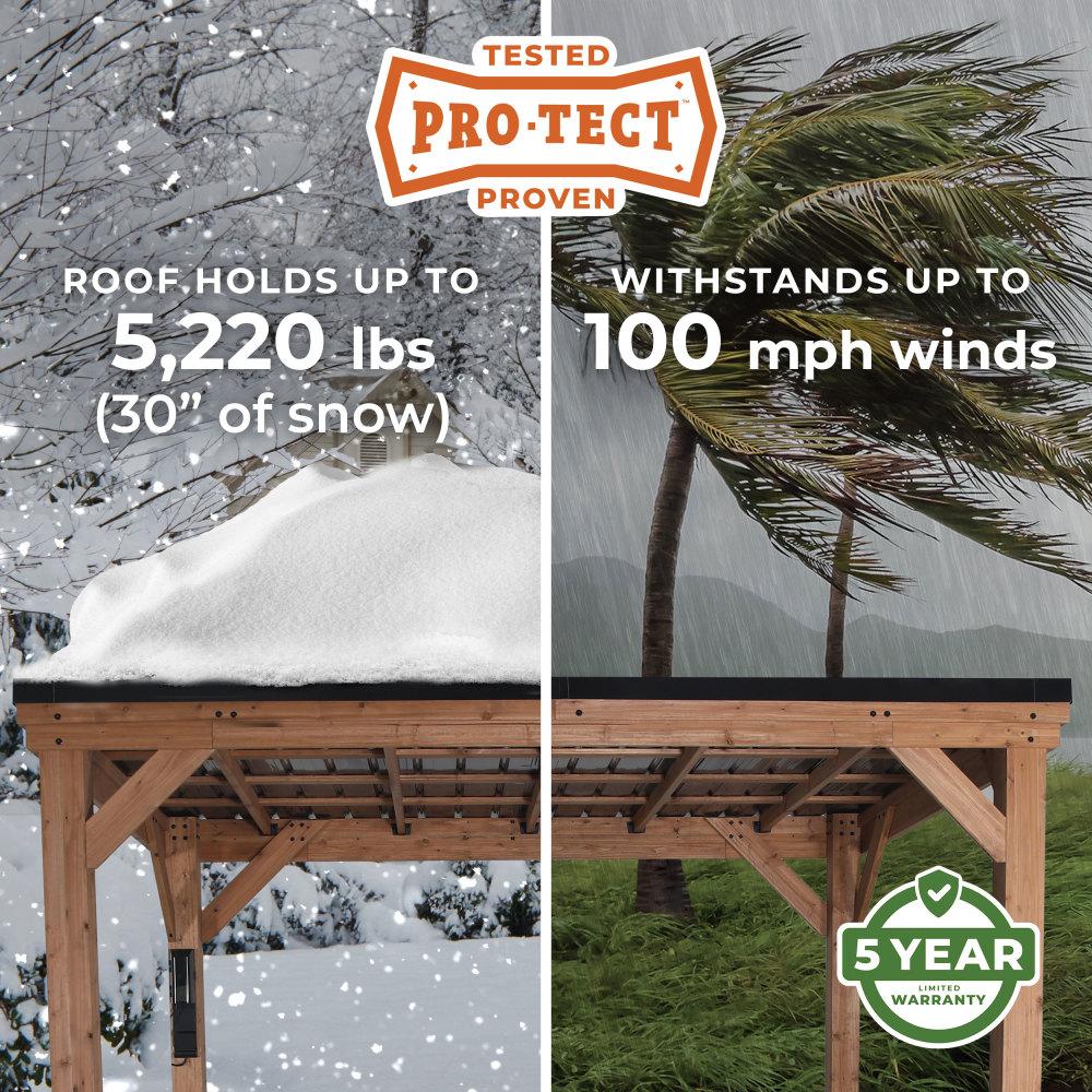 Backyard Discovery Arcadia 14'x12' Cedar Wood Gazebo, Galvanized Steel Roof, PowerPort