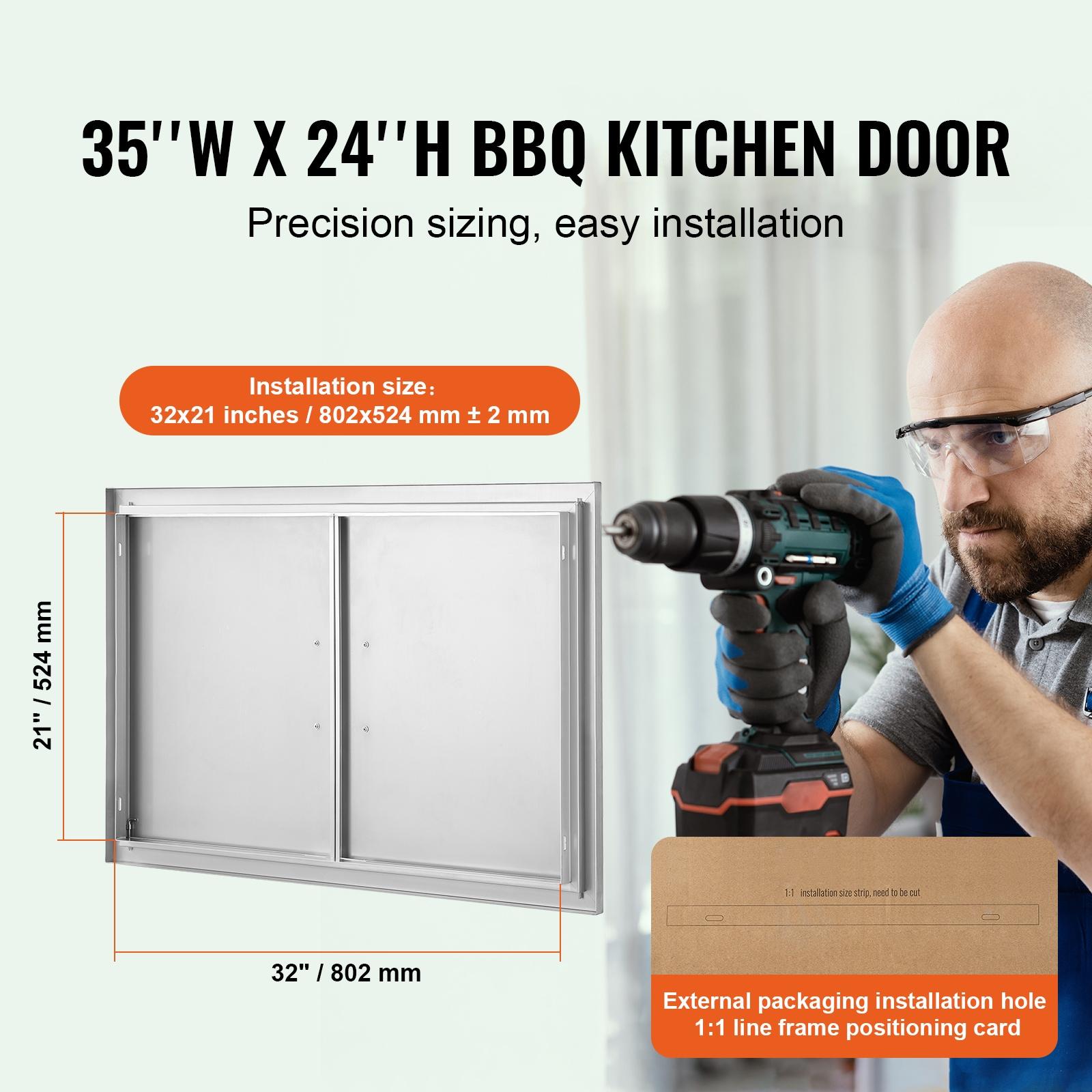 VEVOR 35x24 Inch BBQ Island Access Door Outdoor Kitchen Door Stainless Steel