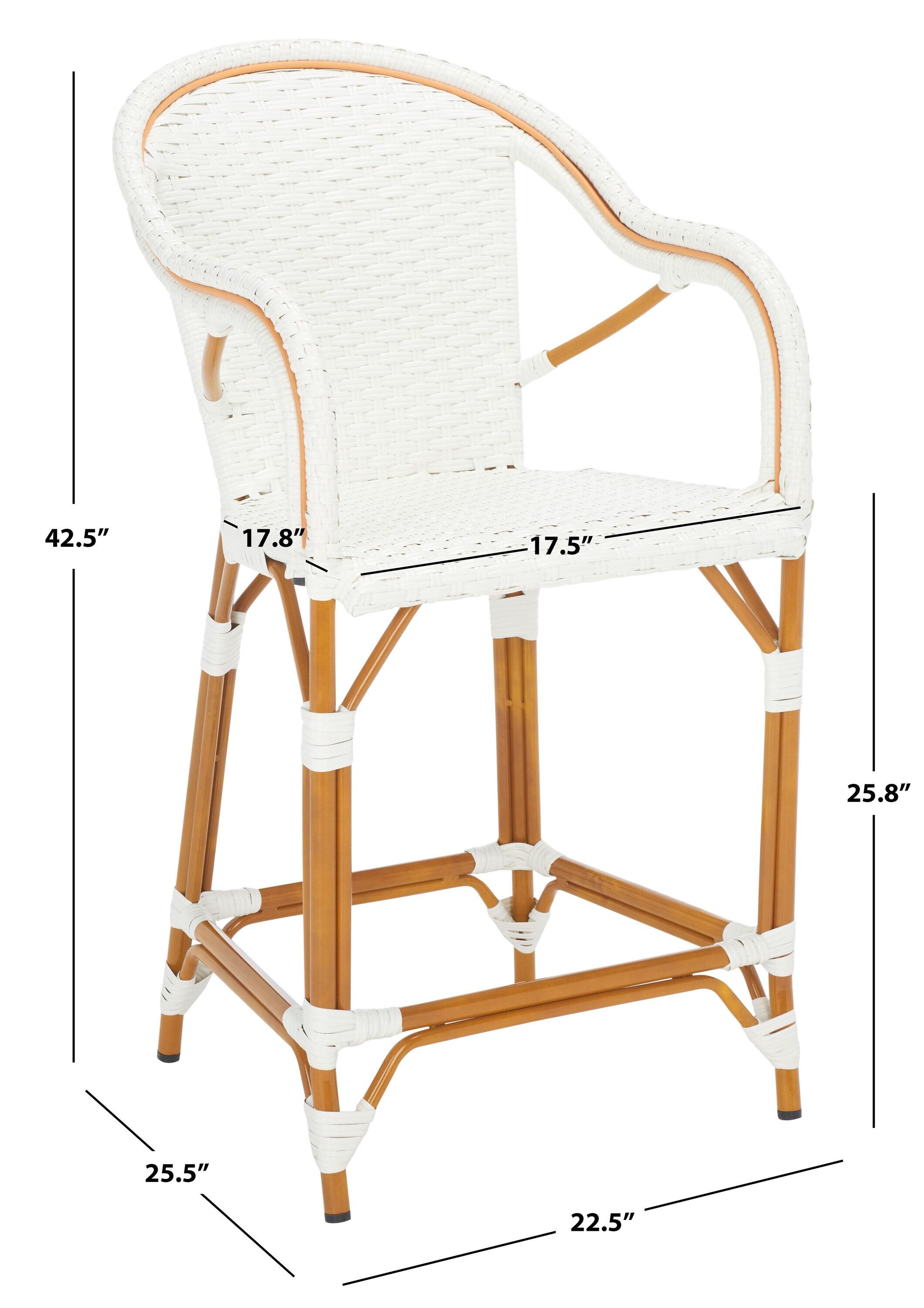 California Counter Stool With Arms - Indoor/Outdoor - PAT7533 - White - Safavieh