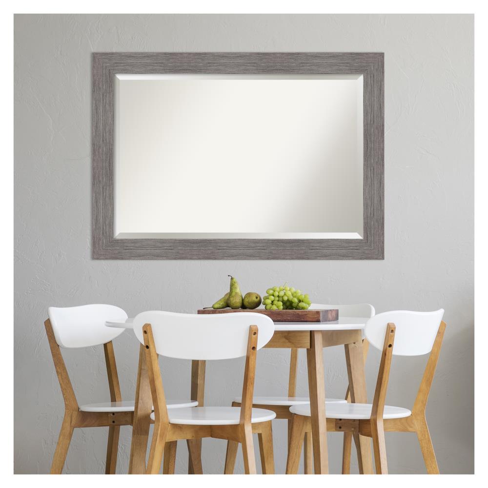 Pinstripe Plank Grey Rectangular Vanity Wall Mirror 42"x30"