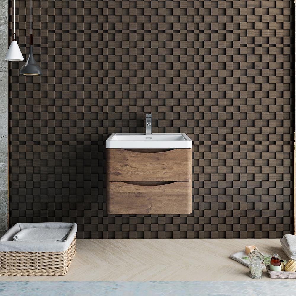 Tuscany 24" Wall Mount Modern Bathroom Vanity with Integrated Single Sink - Faucet Not Included