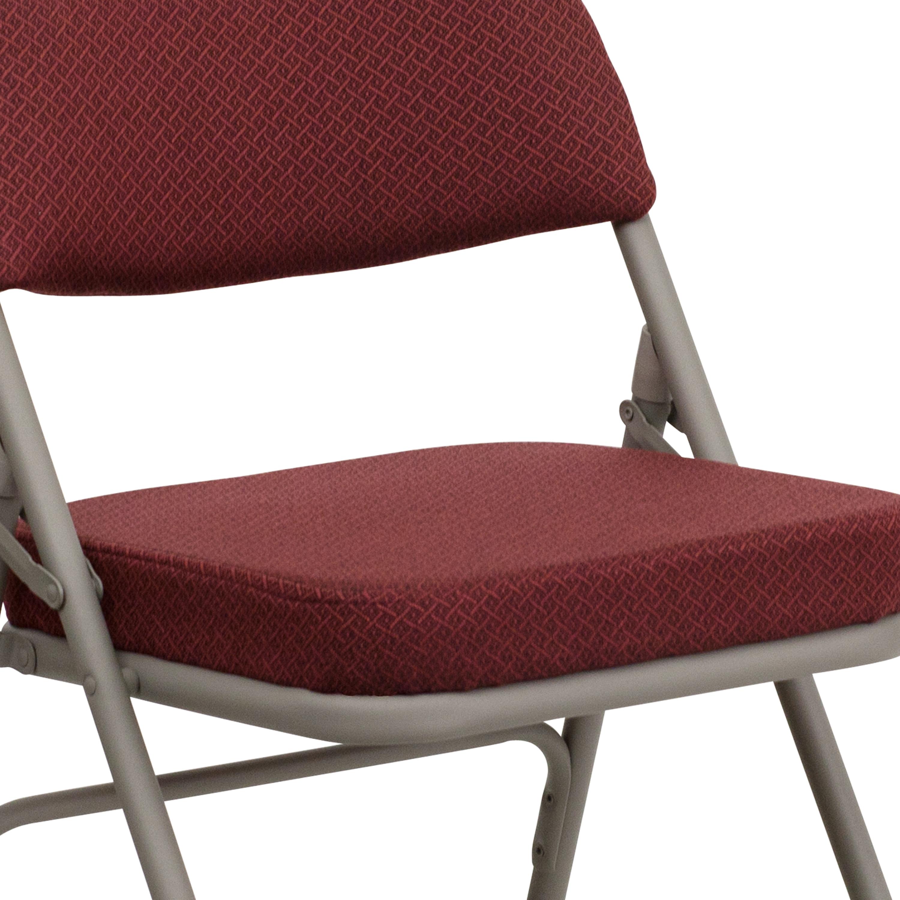 Flash Furniture 2 Pack HERCULES Series Premium Curved Triple Braced & Double Hinged Burgundy Fabric Metal Folding Chair