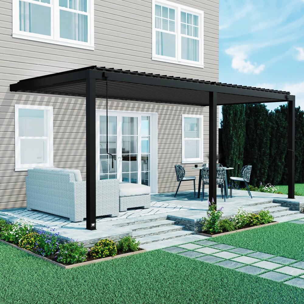Backyard Discovery Evanston 20'x10' Steel Wall-Mounted Louvered Pergola, Adjustable Roof
