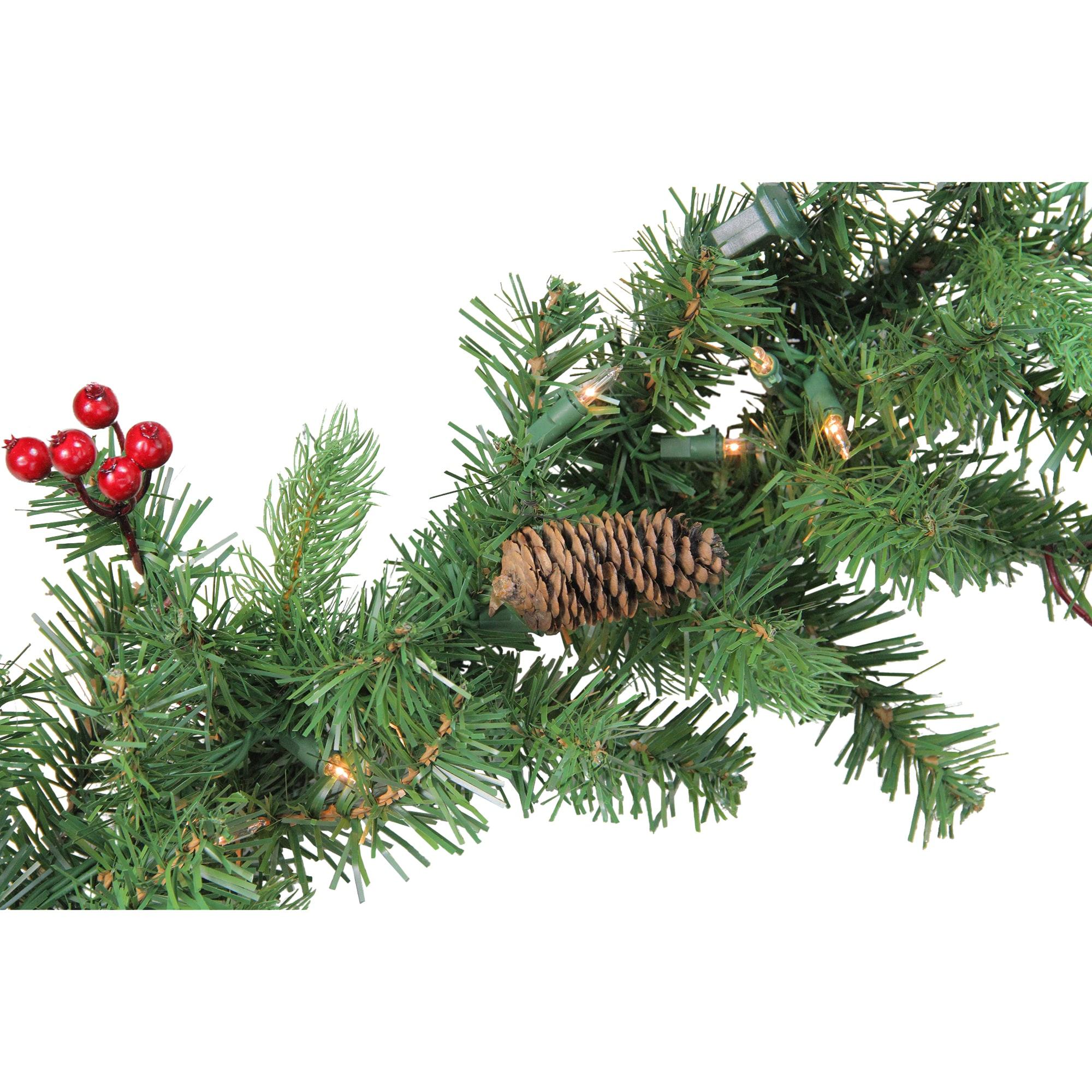 9' x 10" Pre-Lit Noble Fir with Berries Artificial Christmas Garland - Clear Lights