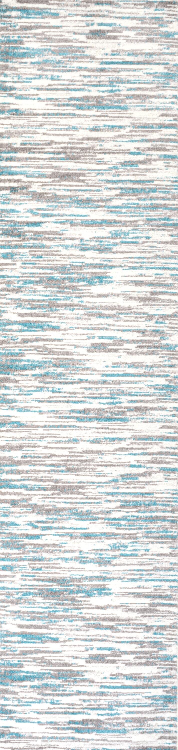 2' x 8' Speer Abstract Linear Stripe Runner Rug, Gray/Blue - JONATHAN Y