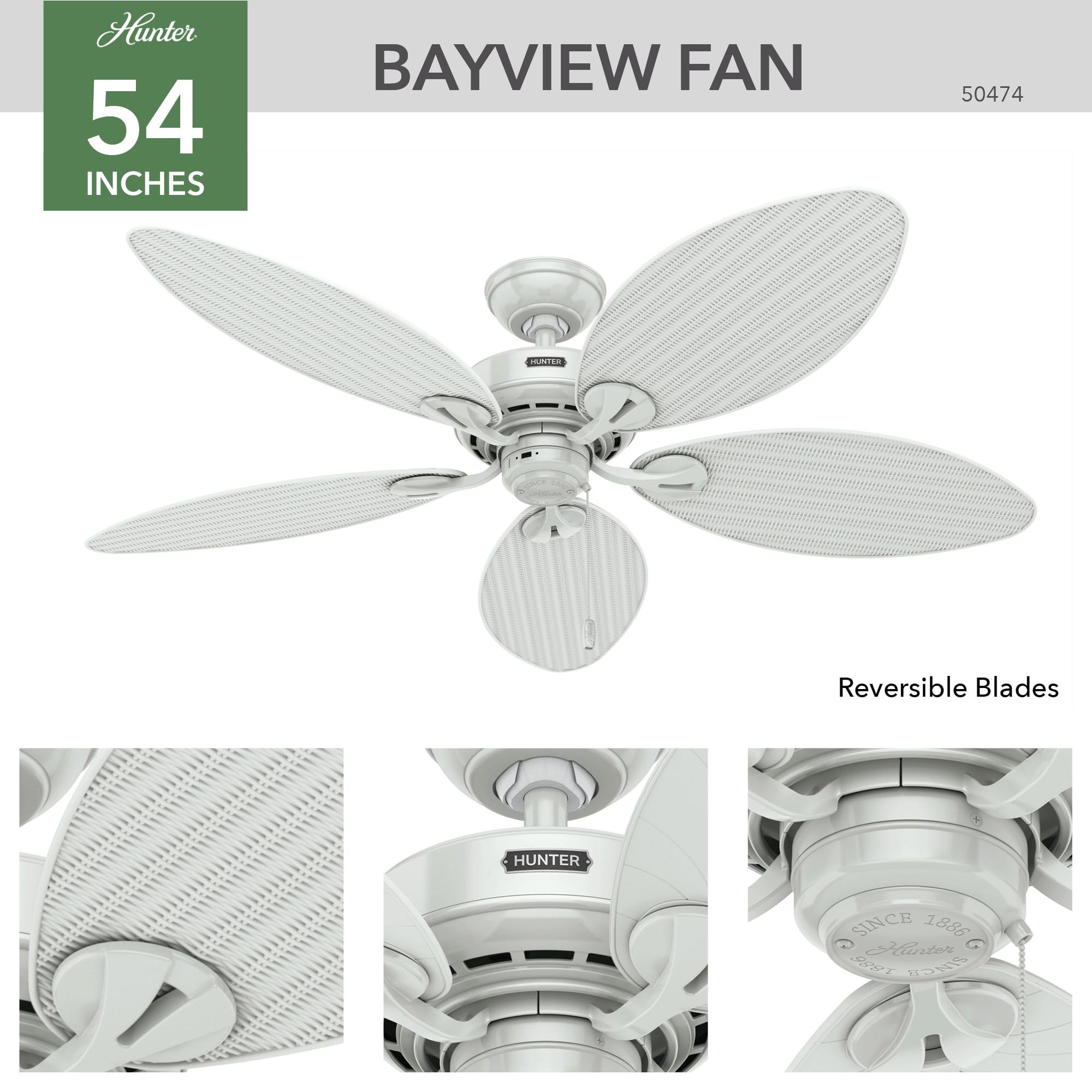 54" Bayview 5 - Blade Outdoor Tropical Leaf Ceiling Fan with Pull Chain