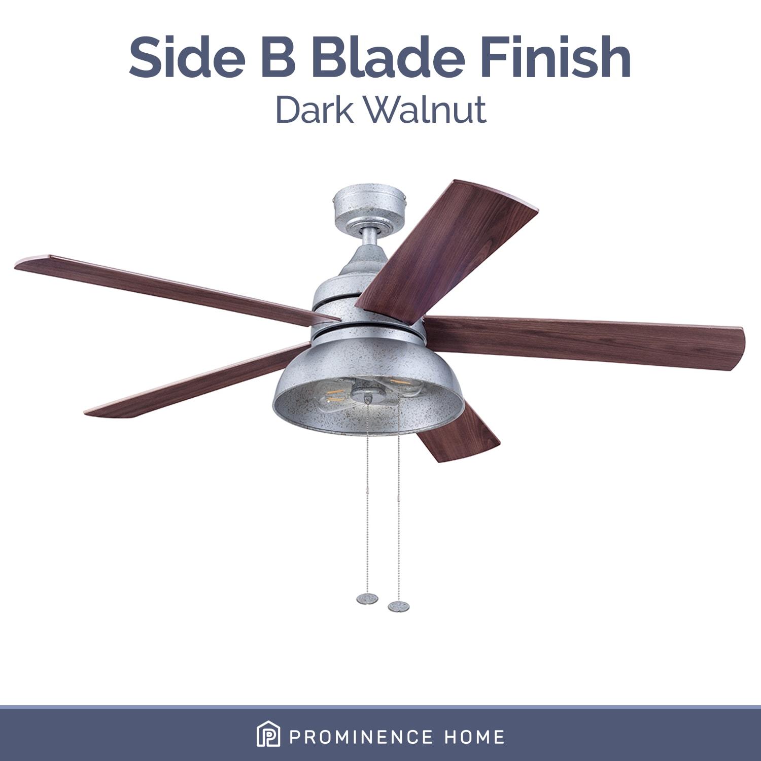 Prominence Home 51660-45 Brightondale Ventilador de Techo LED para Interiores y Exteriores de Estilo Industrial de 52 Pulgadas con Luz - Galvanizado