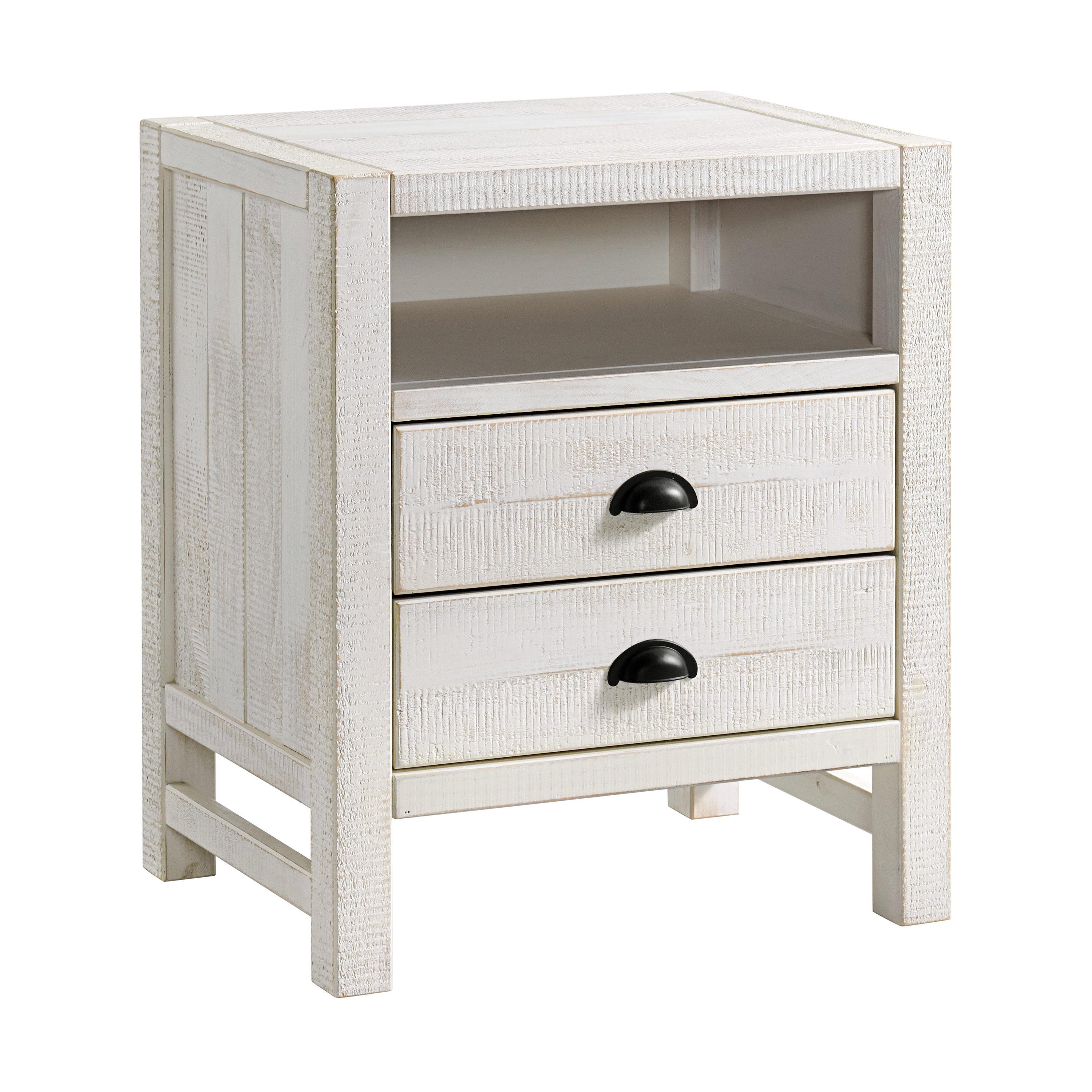 Windsor 22"W Weathered Beachhouse Farmhouse Industrial Bohemian Style Nightstand With 2 Drawers