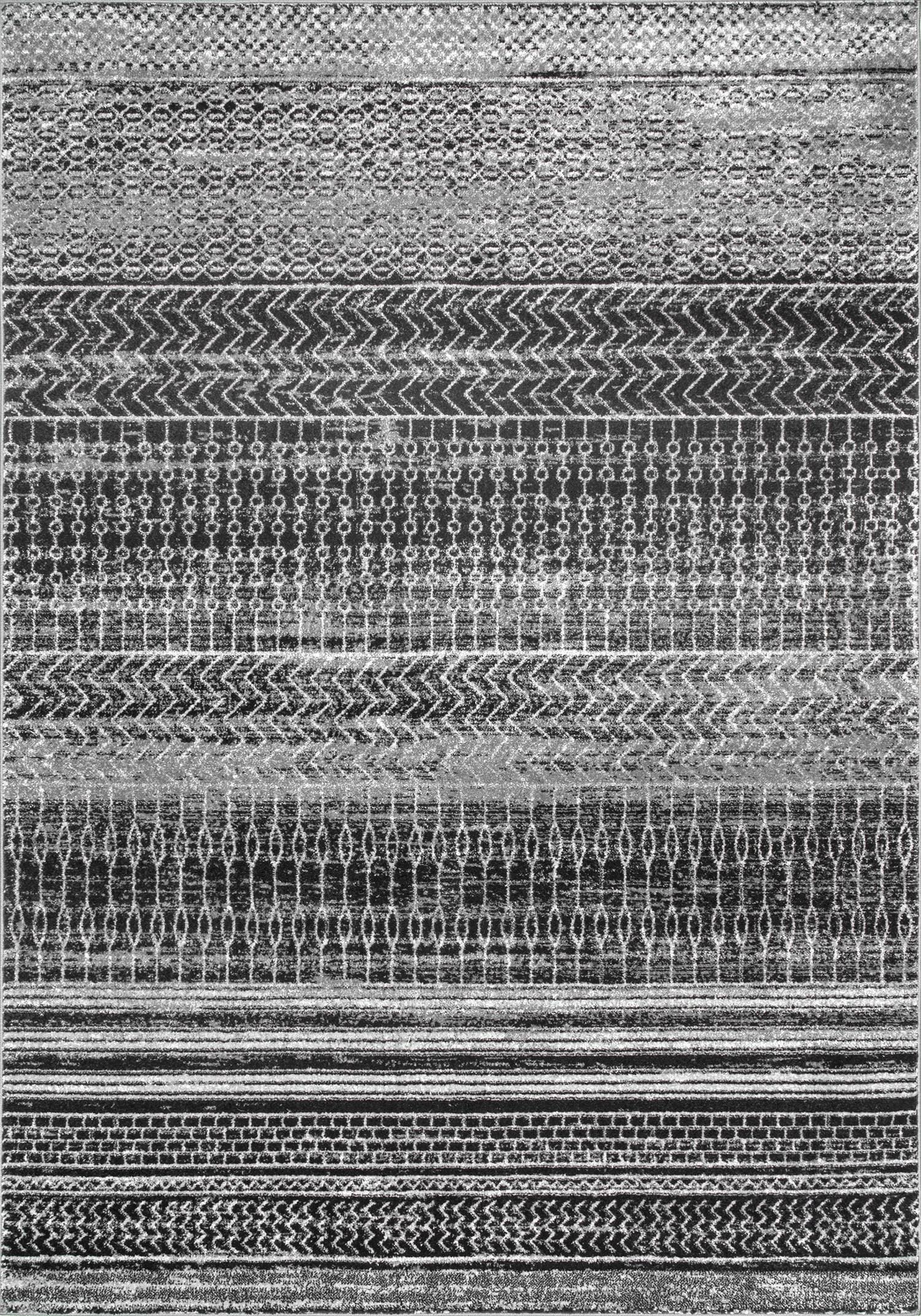 Nuloom Nova Striped 2x12 Runner Indoor Area Rug for Living Room Bedroom Dining Room Entryway Hallway Kitchen, Dark Grey/Ivory