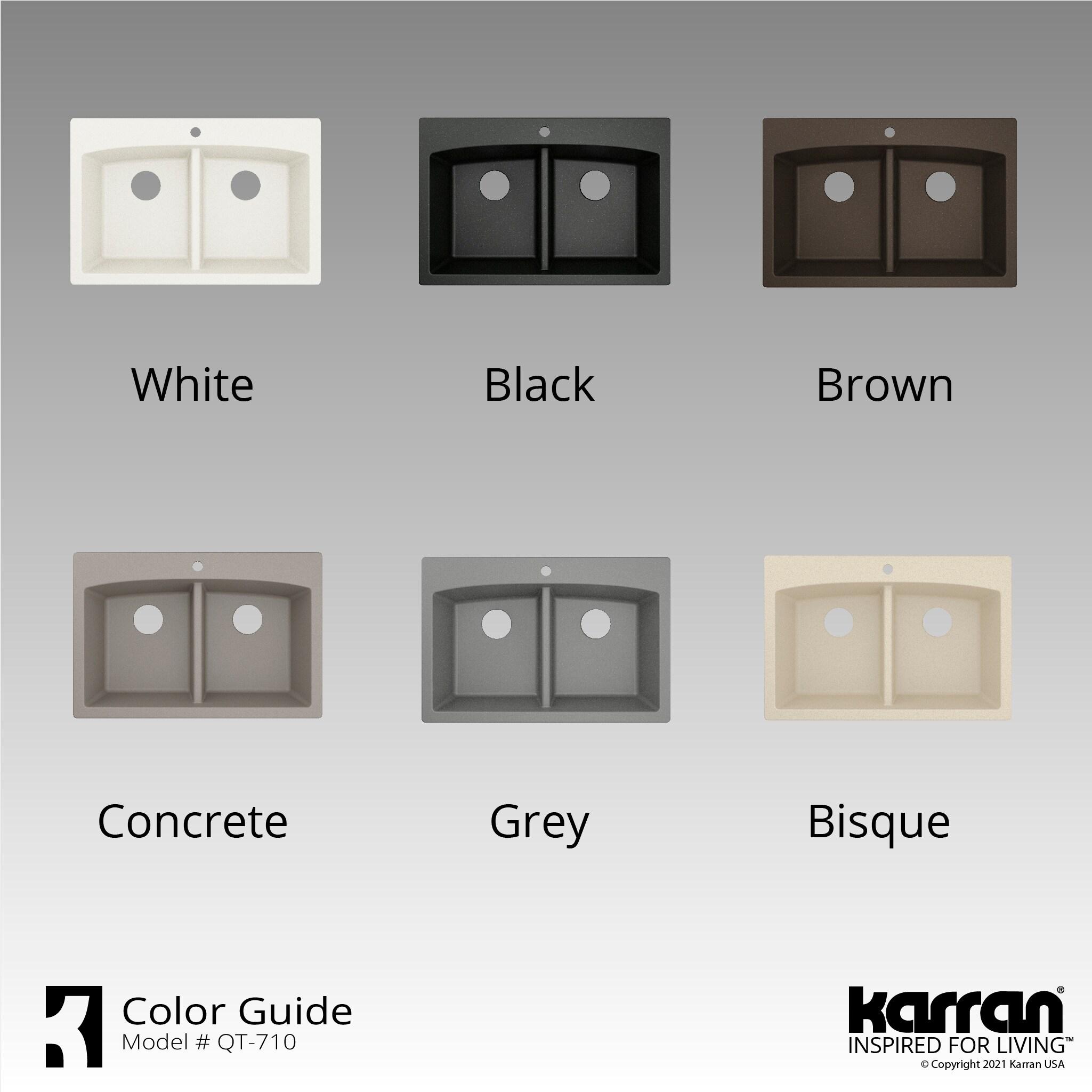 Karran QT-710-BR Brown Quartz Composite Rectangular Double Bowl Sink