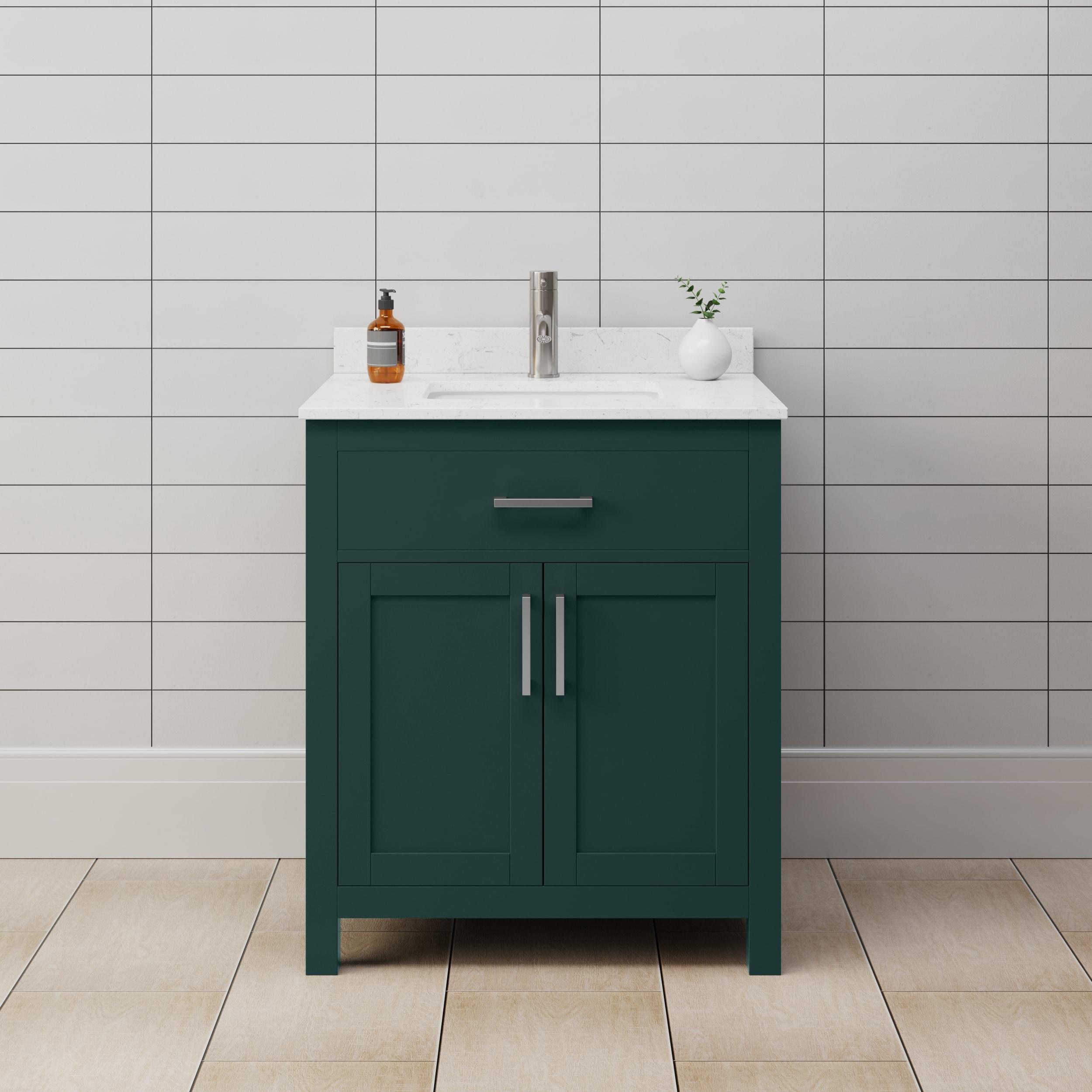 Wyndham Collection Beckett 30" Freestanding Single Bathroom Vanity with Cultured Marble Top