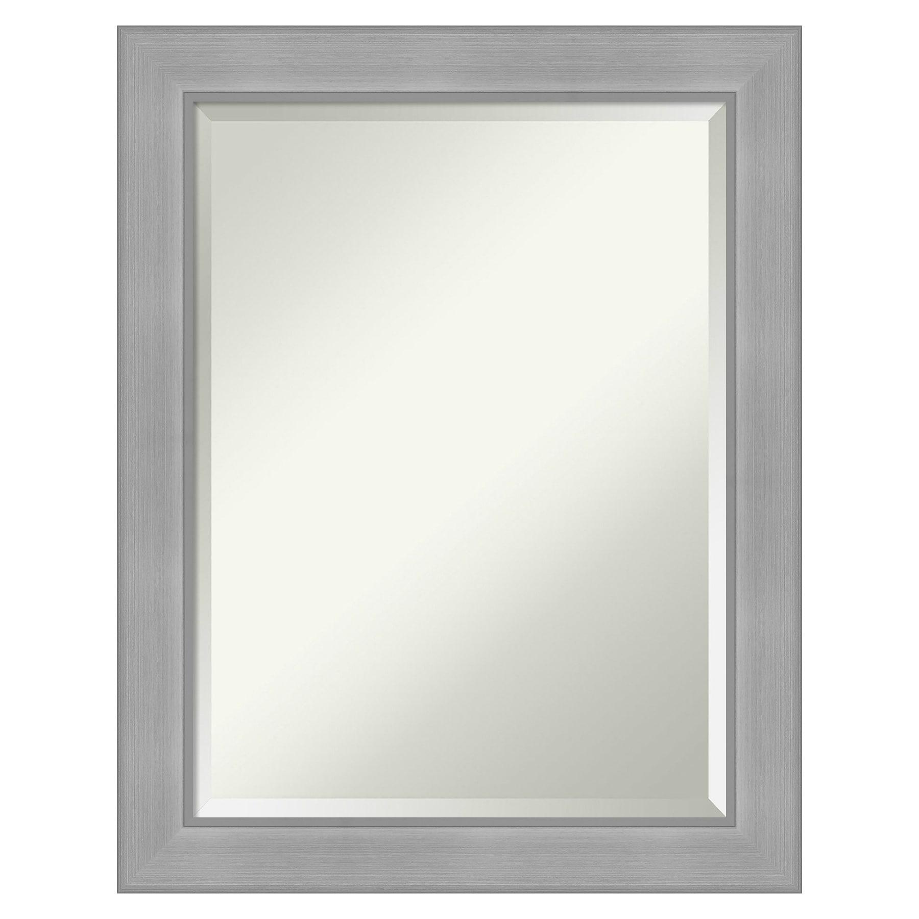 Amanti Art Beveled Bathroom Wall Mirror - Vista Brushed Nickel Frame Vista Brushed Nickel Outer Size: 22 x 28 in