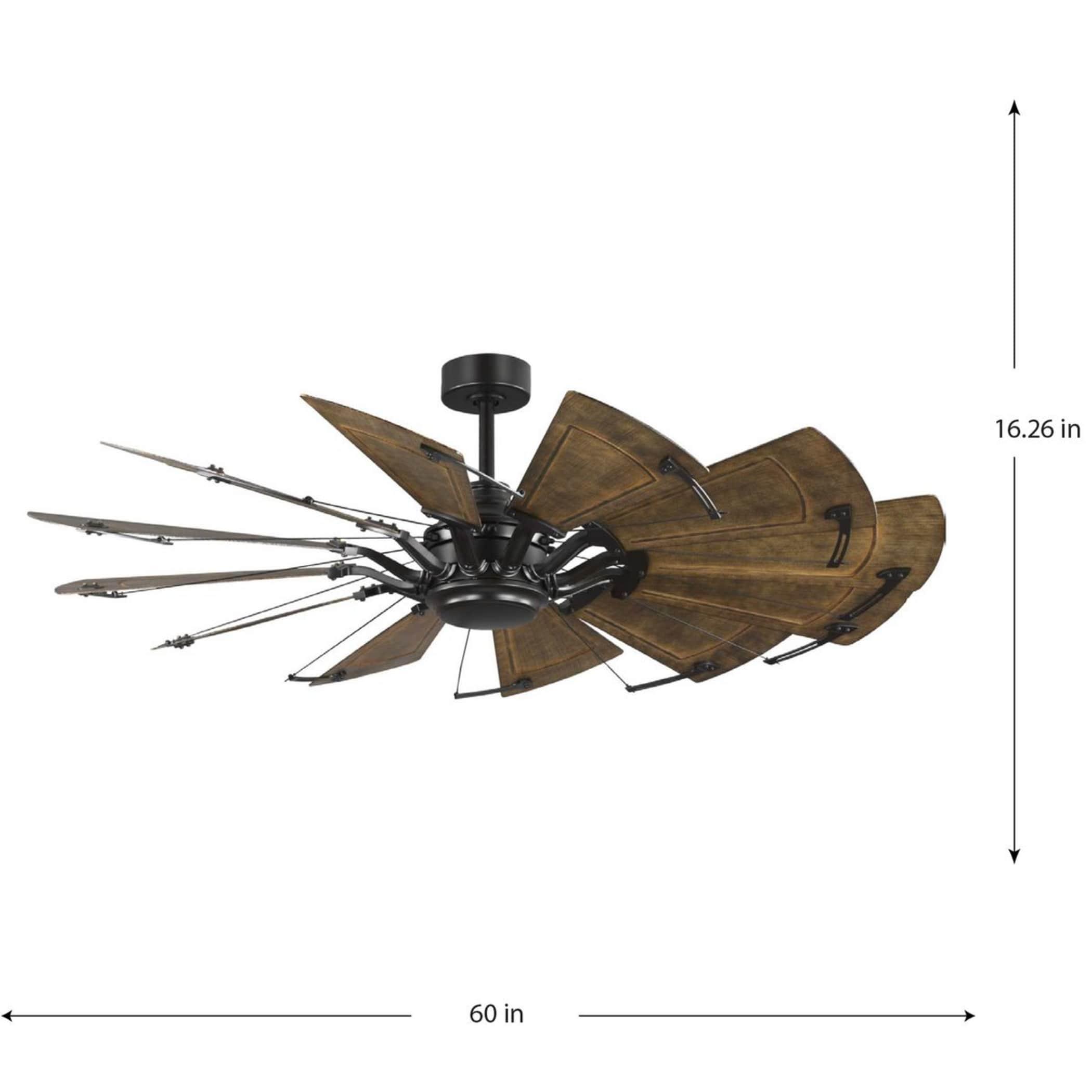 Springer II Collection 60-in Twelve-Blade Architectural Bronze Modern Farmhouse Windmill Ceiling Fan