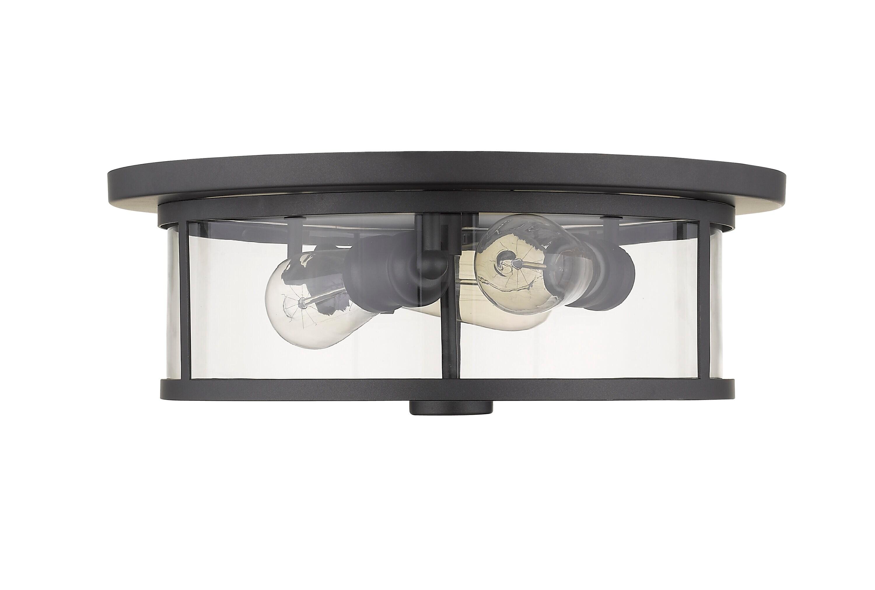 3 Light Flush Mount In Midcentury Style 15.75 Inches Wide By 6.25 Inches High-Bronze Finish-Clear Glass Color Z-Lite 462F16-Brz