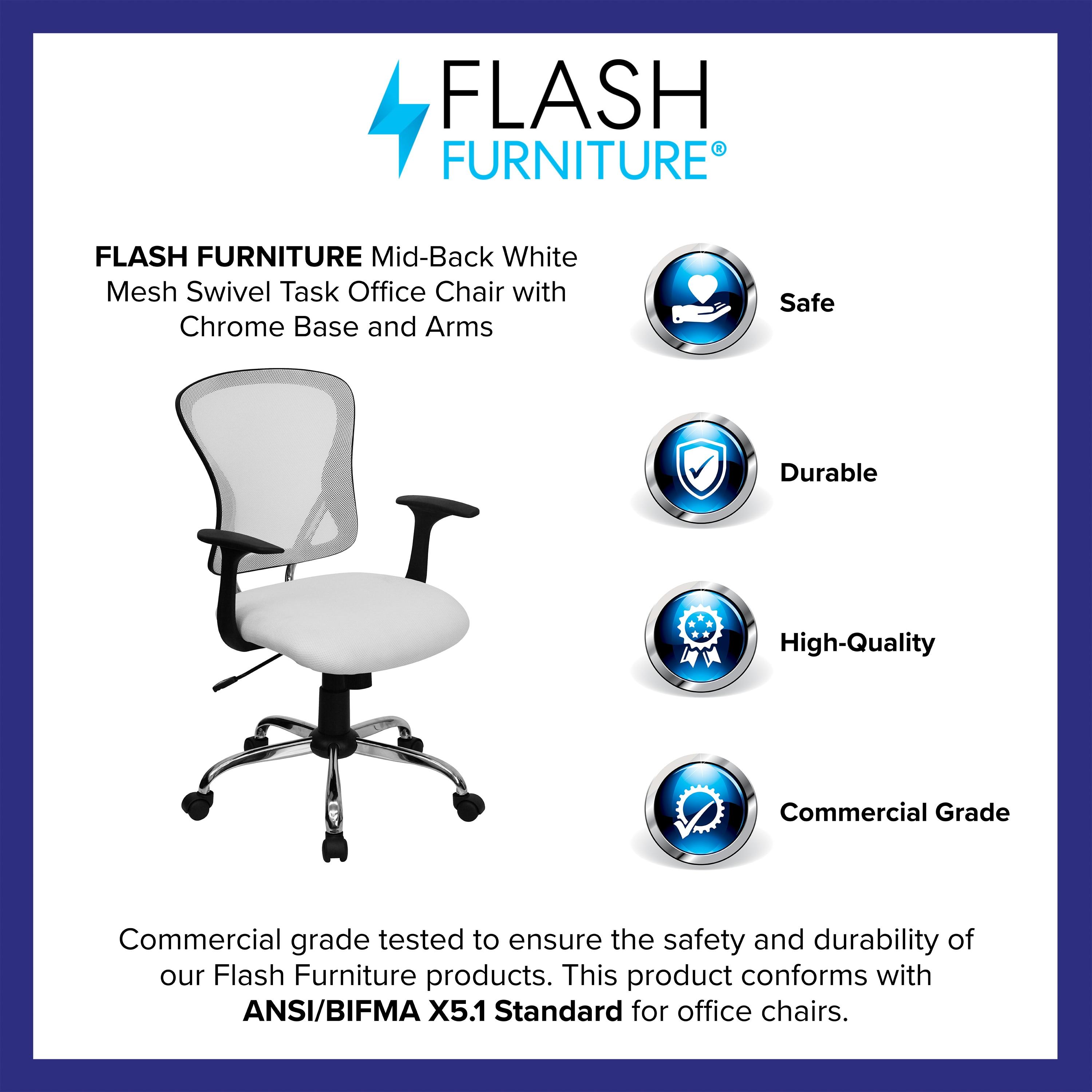 Flash Furniture Mid-Back Mesh Swivel Task Office Chair with Chrome Base and Arms