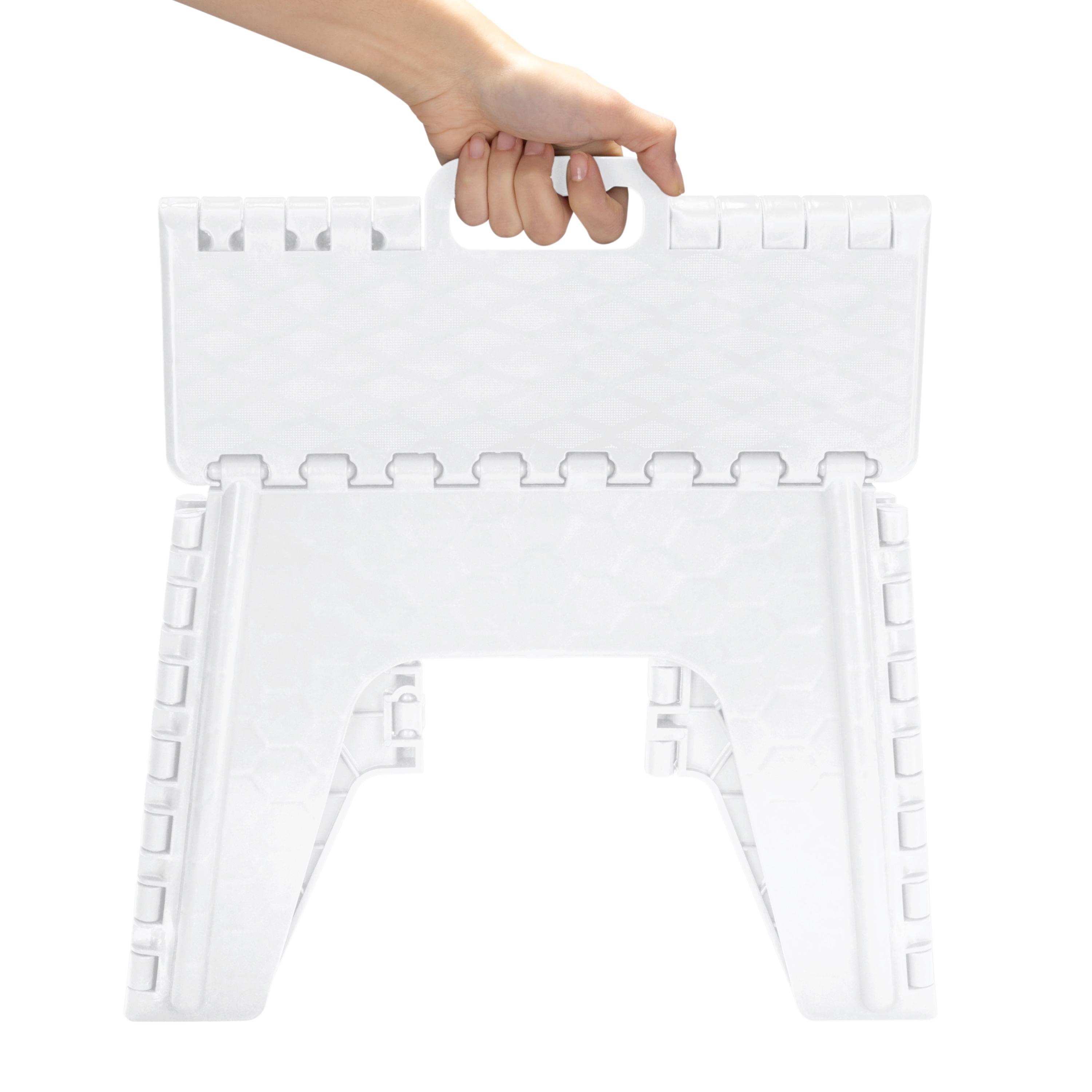Simplify 12" Plastic Folding Single Step Stool in White