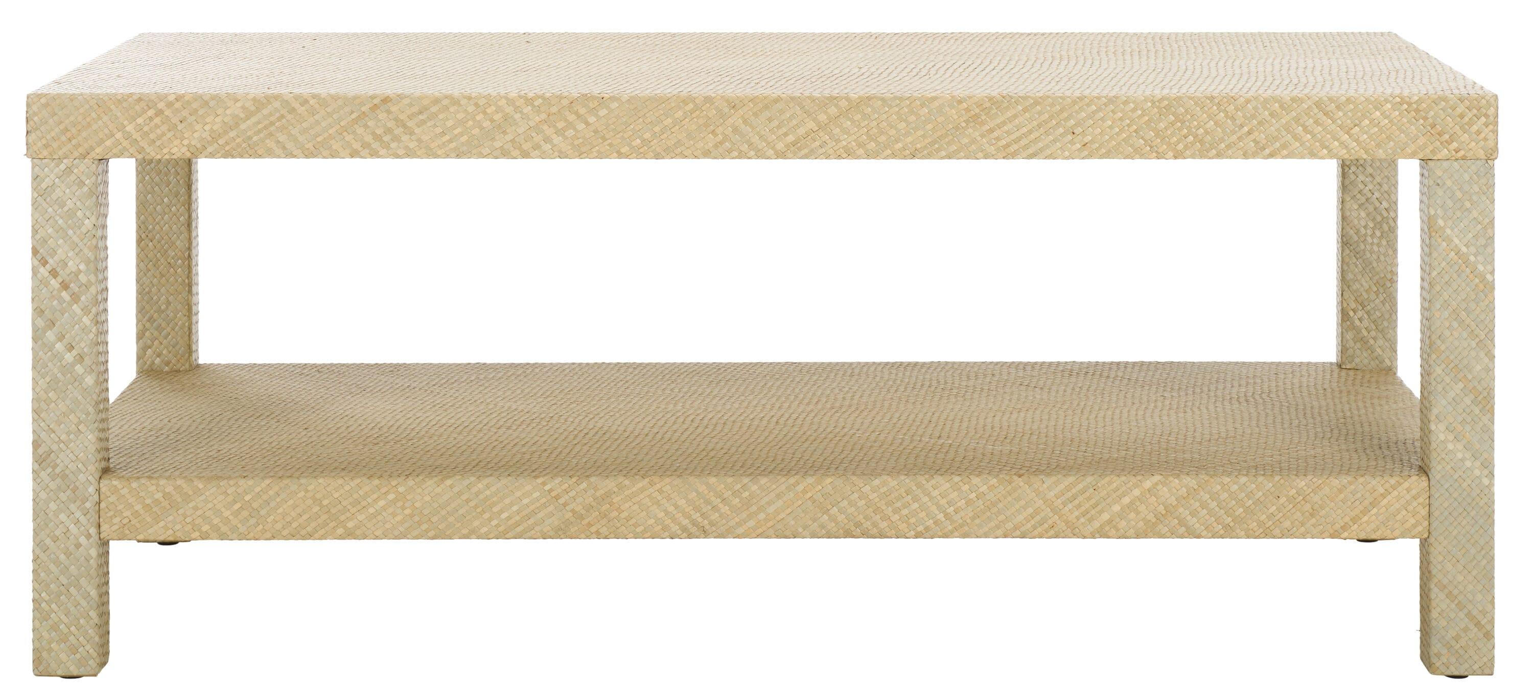 Safavieh Apis Raffia Wood 2 Shelf Coffee Table in Natural