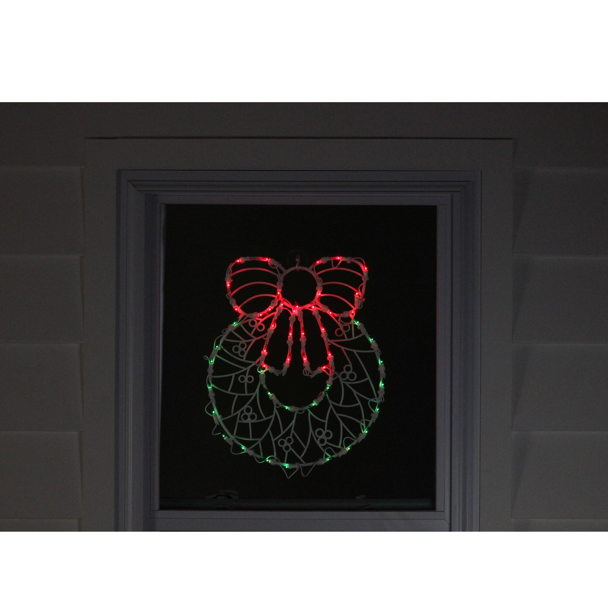 18" Wreath Christmas Window Silhouette Decoration Lighted Display