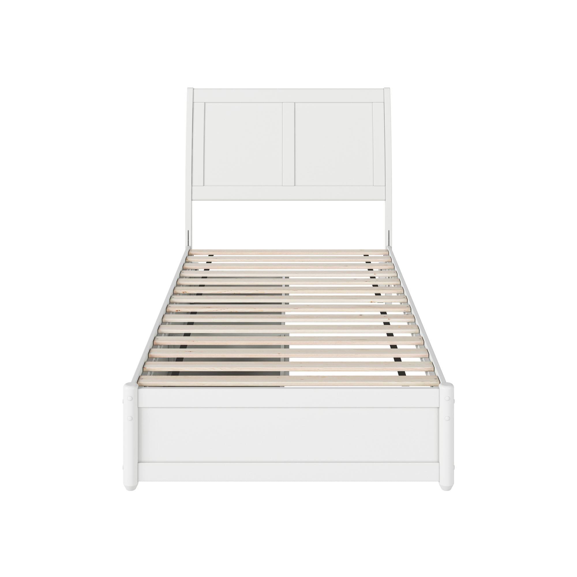 AFI, Andorra Twin XL Platform Bed with Panel Footboard and Storage Drawers, White