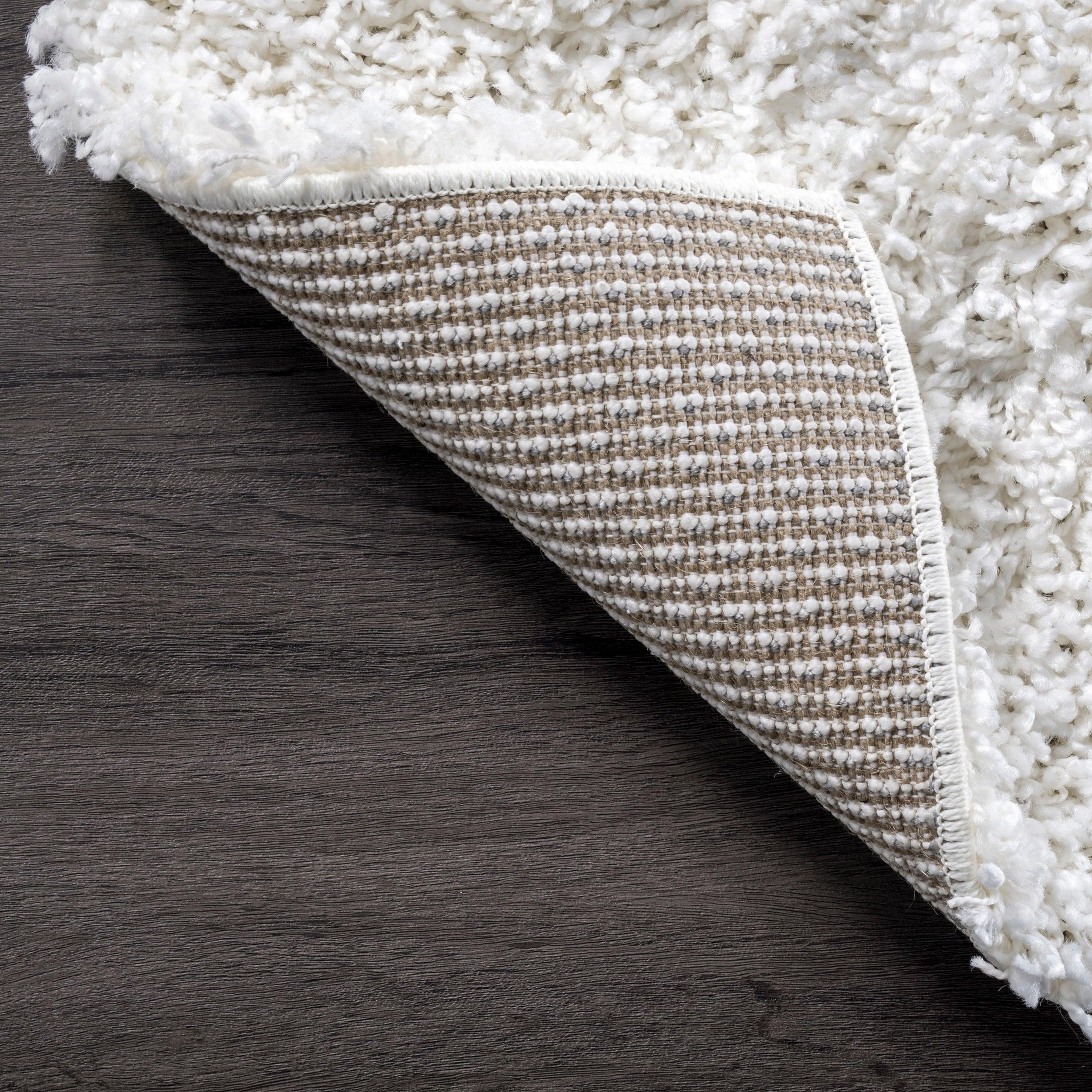 Nuloom Marleen Solid 8 Square Shag Indoor Area Rug for Living Room Bedroom Dining Room Nursery, Off White