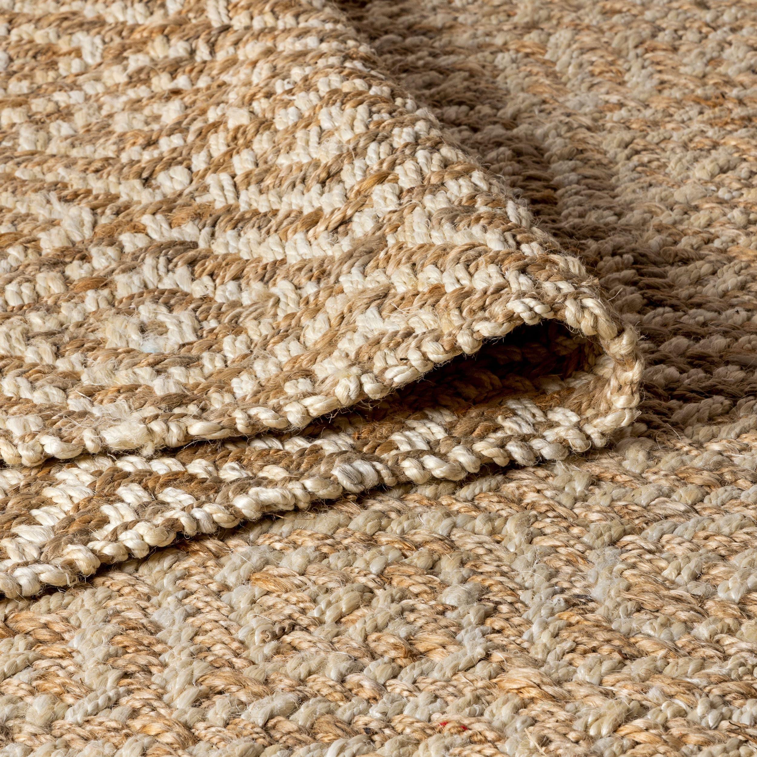 3'x5' Hira Hand Woven Diamond Chunky Jute Area Rug, Natural  - JONATHAN Y