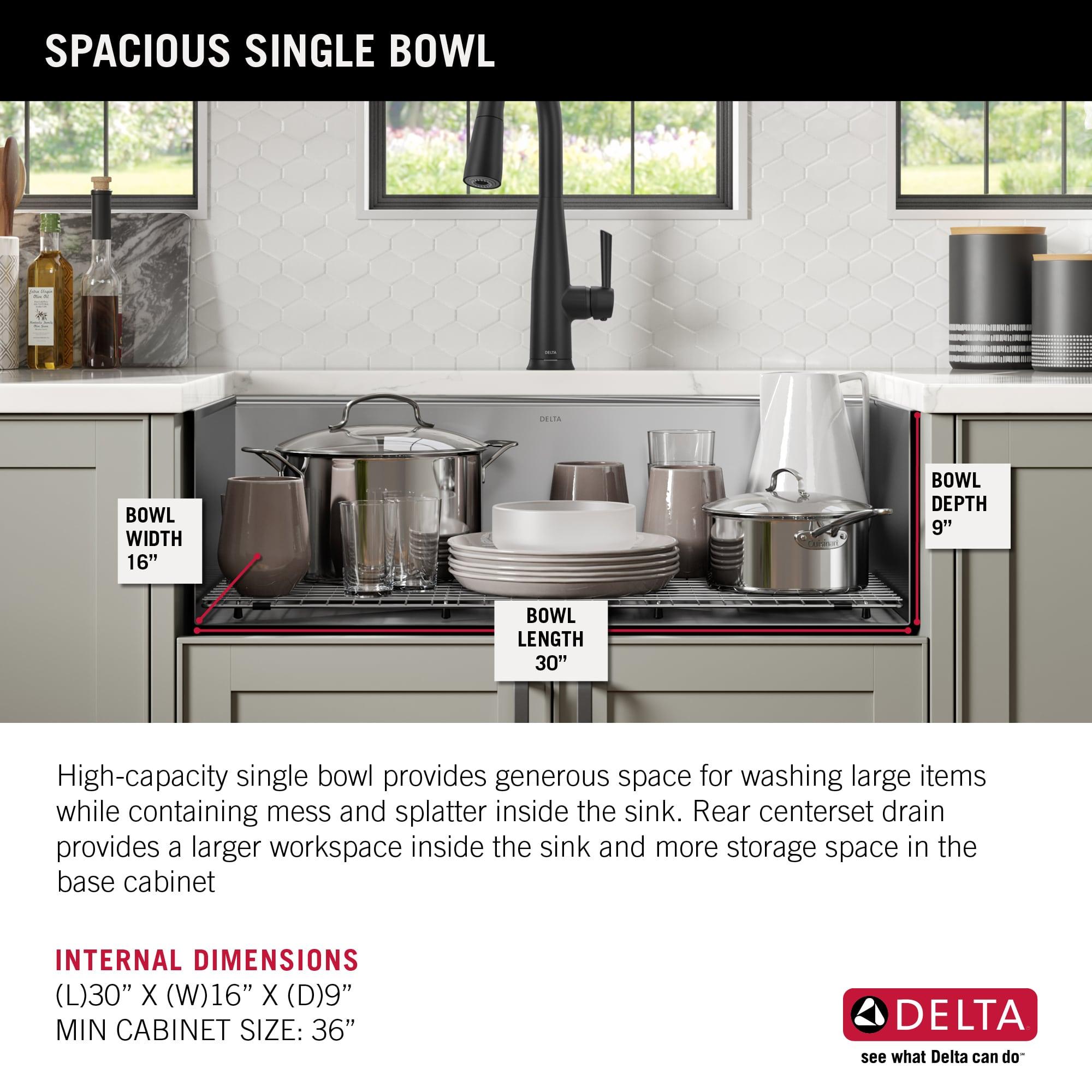 Delta Rivet™ 32" L Workstation Kitchen Sink Undermount 16 Gauge Stainless Steel Single Bowl with WorkFlow™ Ledge