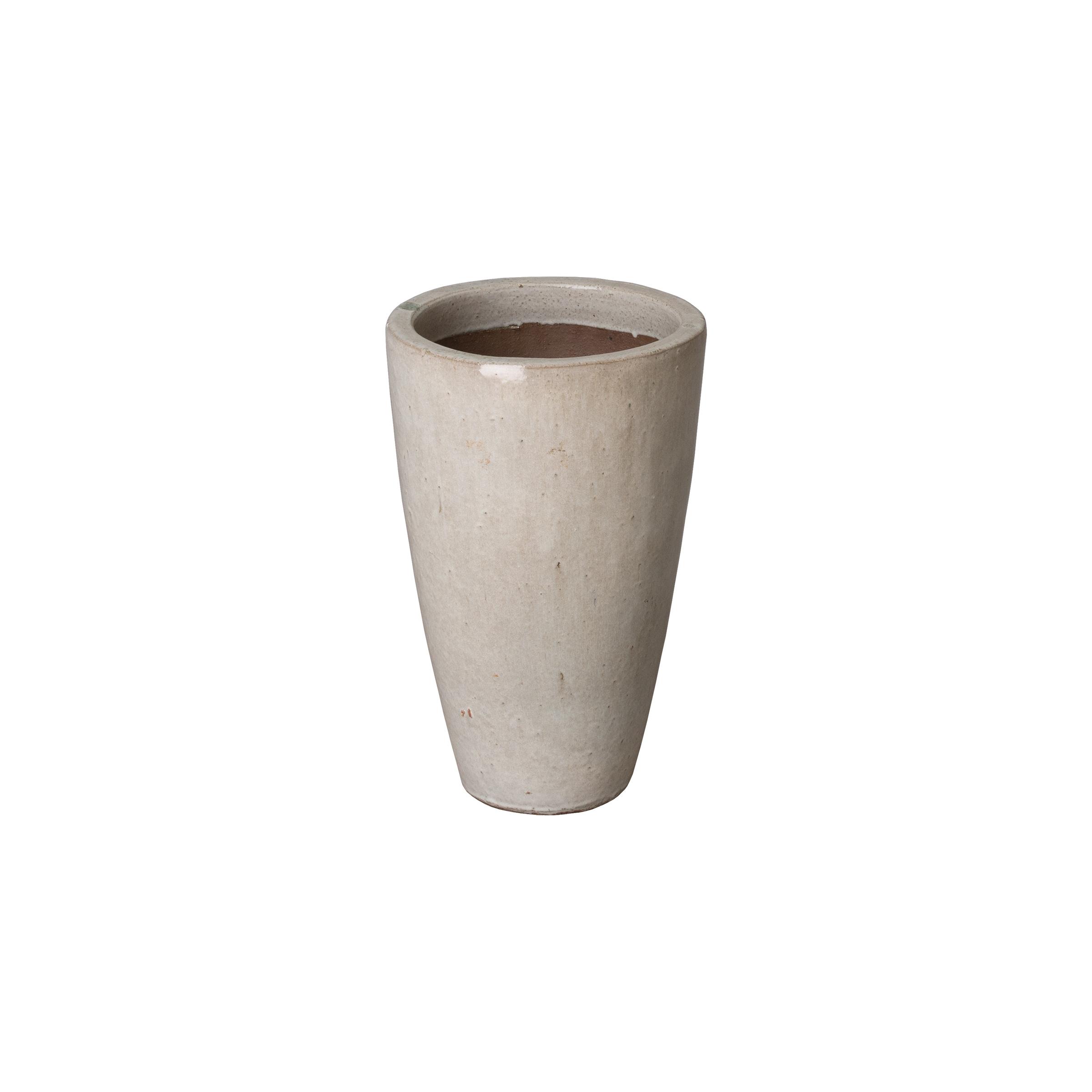 Distressed White Tall Ceramic Planter for Indoor/Outdoor Use