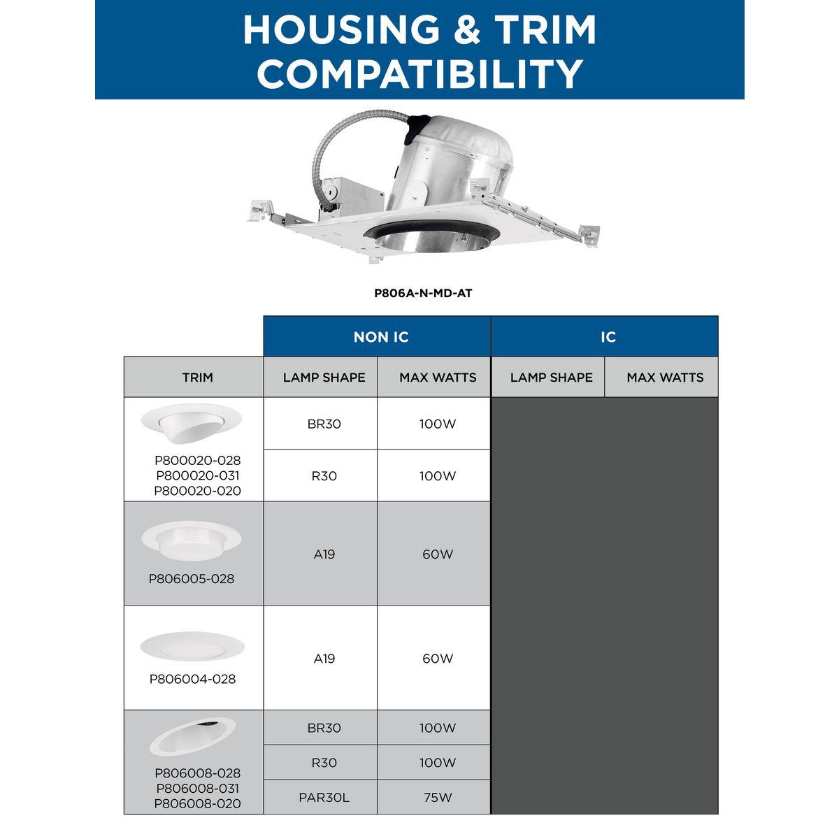 6" Steel Recessed Slope Ceiling Non-IC New Construction Housing For 6" Trim