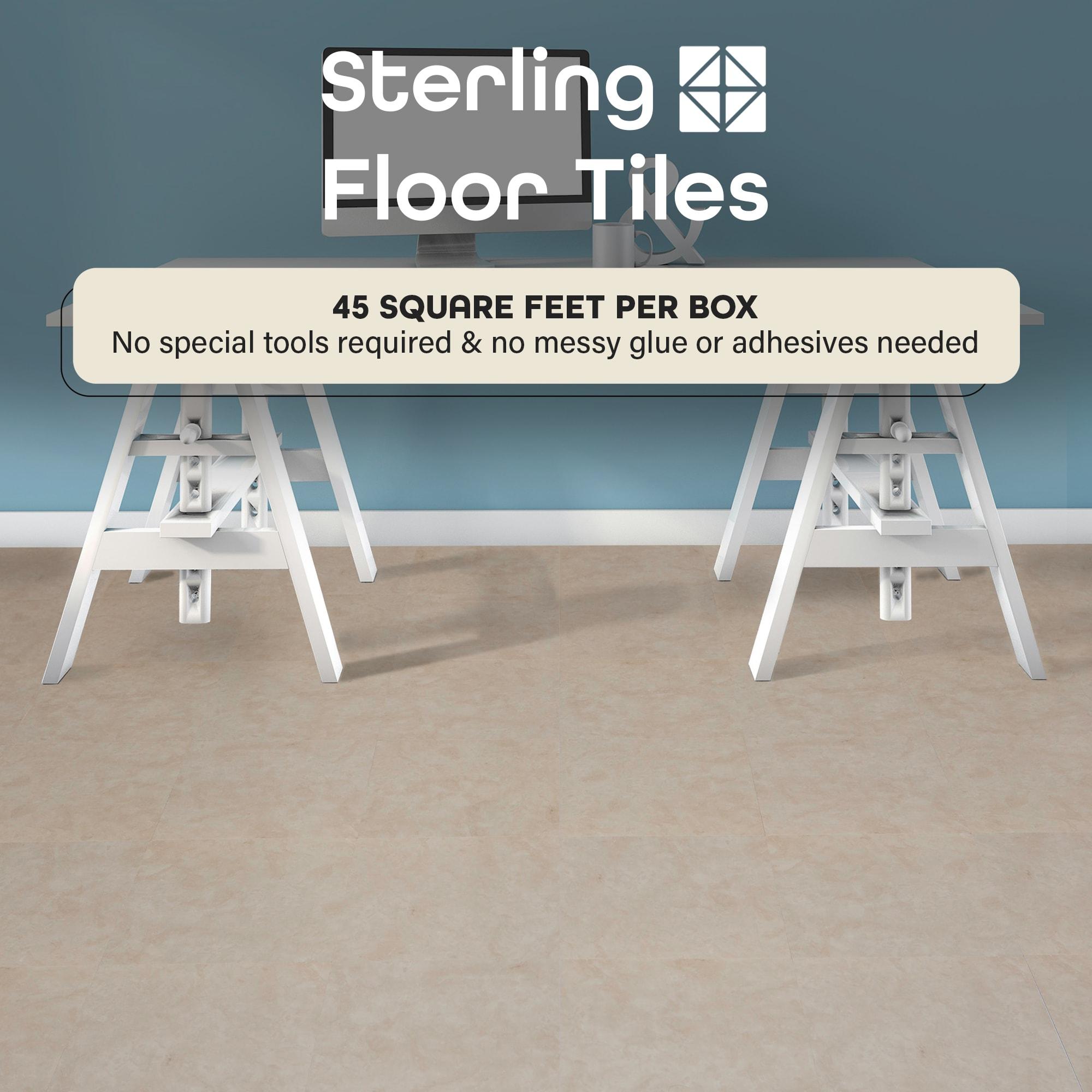 Achim Sterling Self Adhesive Vinyl Floor Tile - 45 Tiles/45 sq. Ft, 12 x 12, Carrera Marble