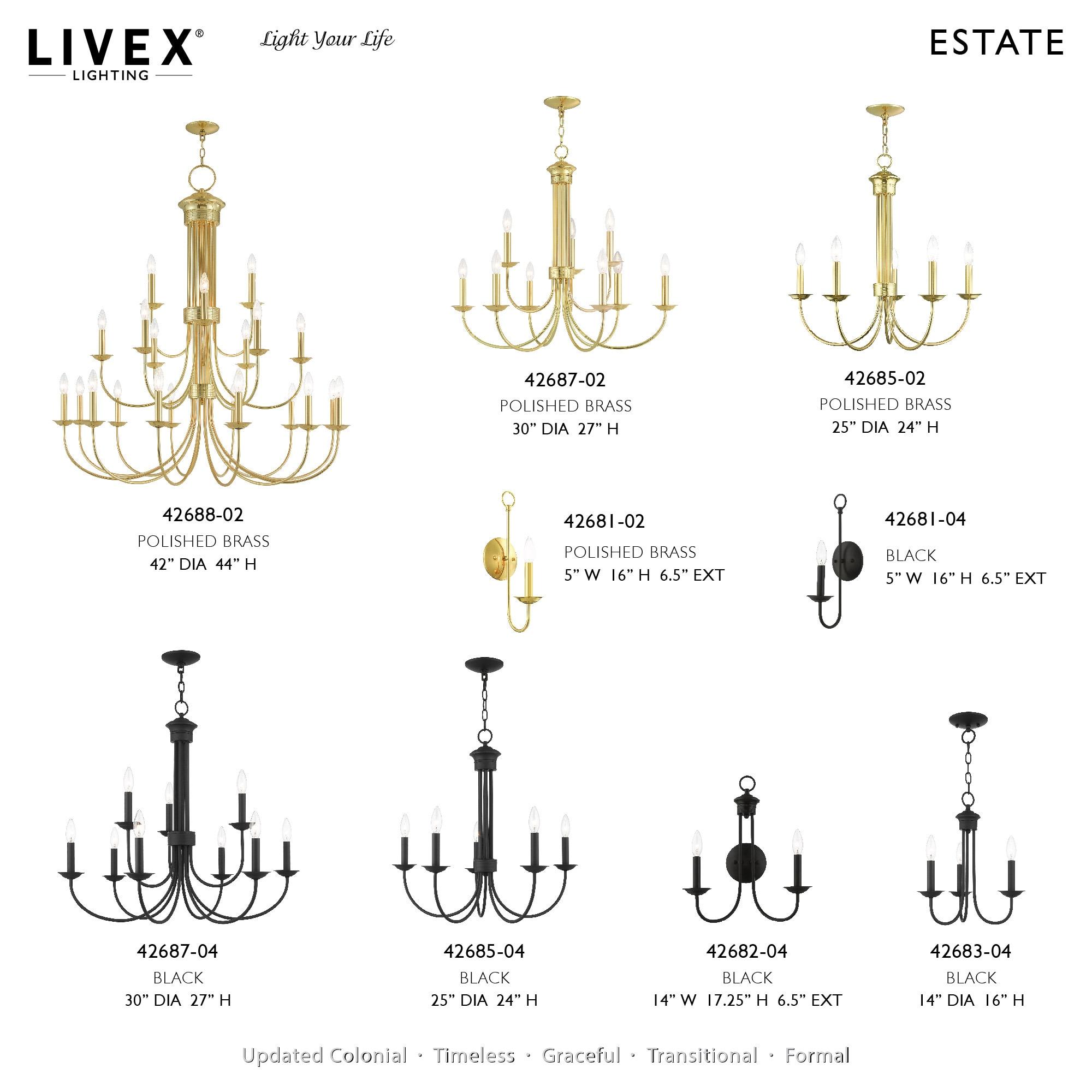 Livex Lighting Estate 9 - Light Chandelier in  Polished Brass
