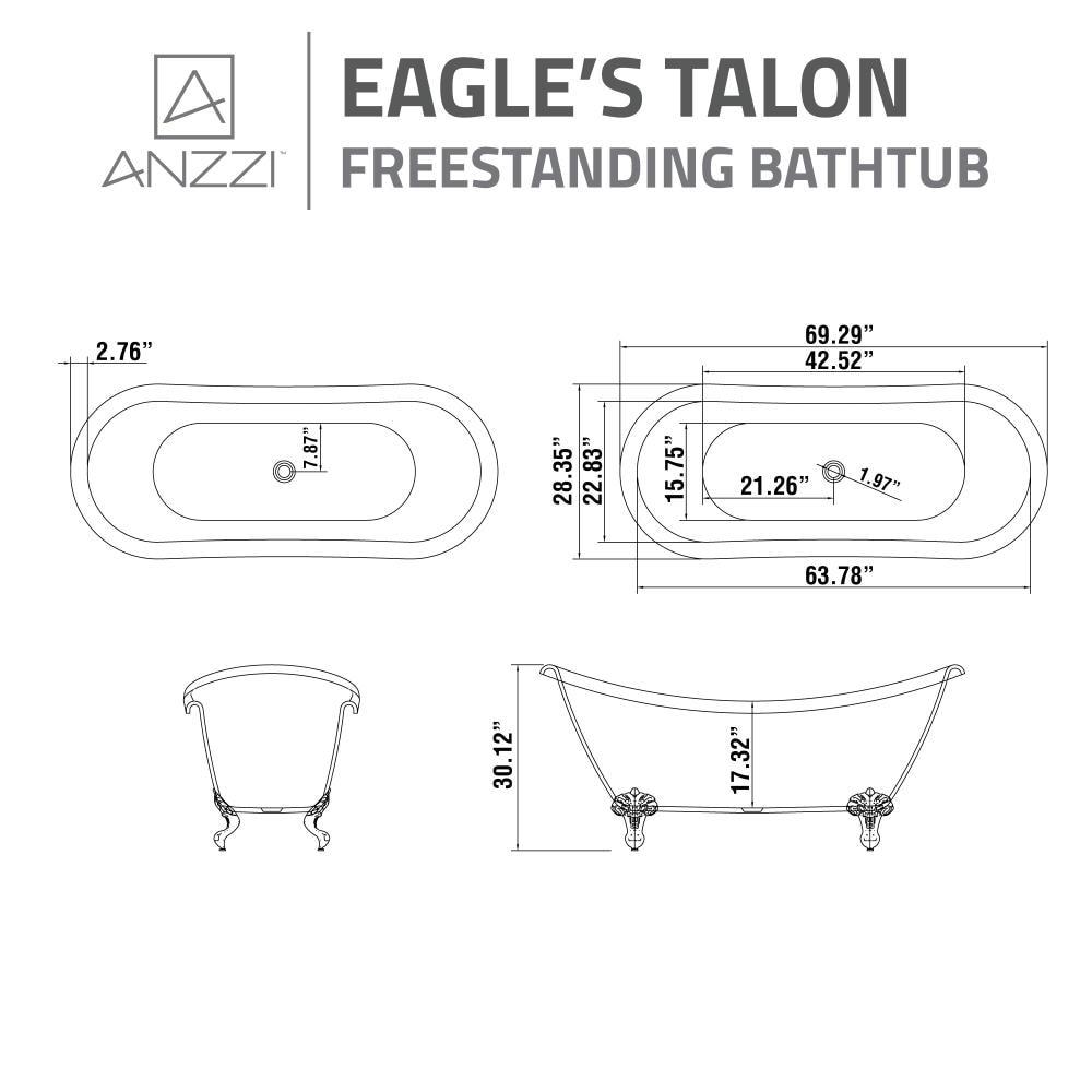 Belissima Series 69.29'' x 28.35'' Freestanding Soaking Acrylic Bathtub