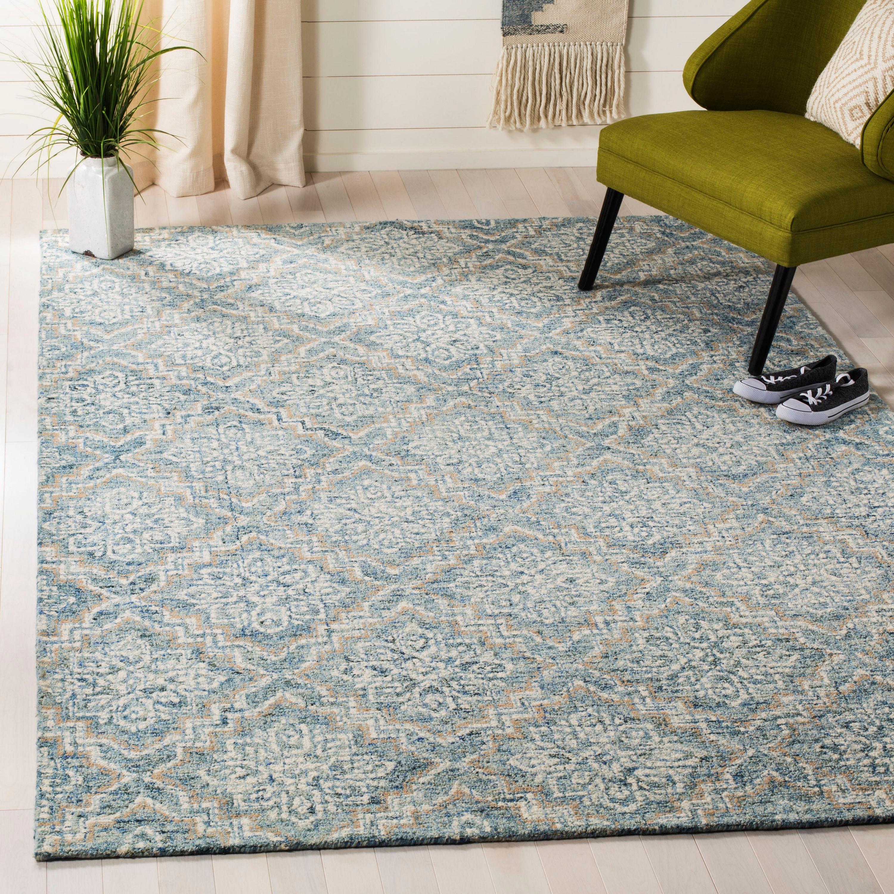 Abstract ABT201 Handmade Indoor Accent Rug - Blue/Grey - 3'x5' - Safavieh