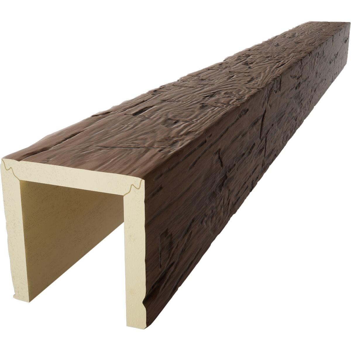 6 in. x 4 in. x 12 ft. 3-Sided (U-Beam) Hand Hewn Premium Aged Faux Wood Ceiling Beam