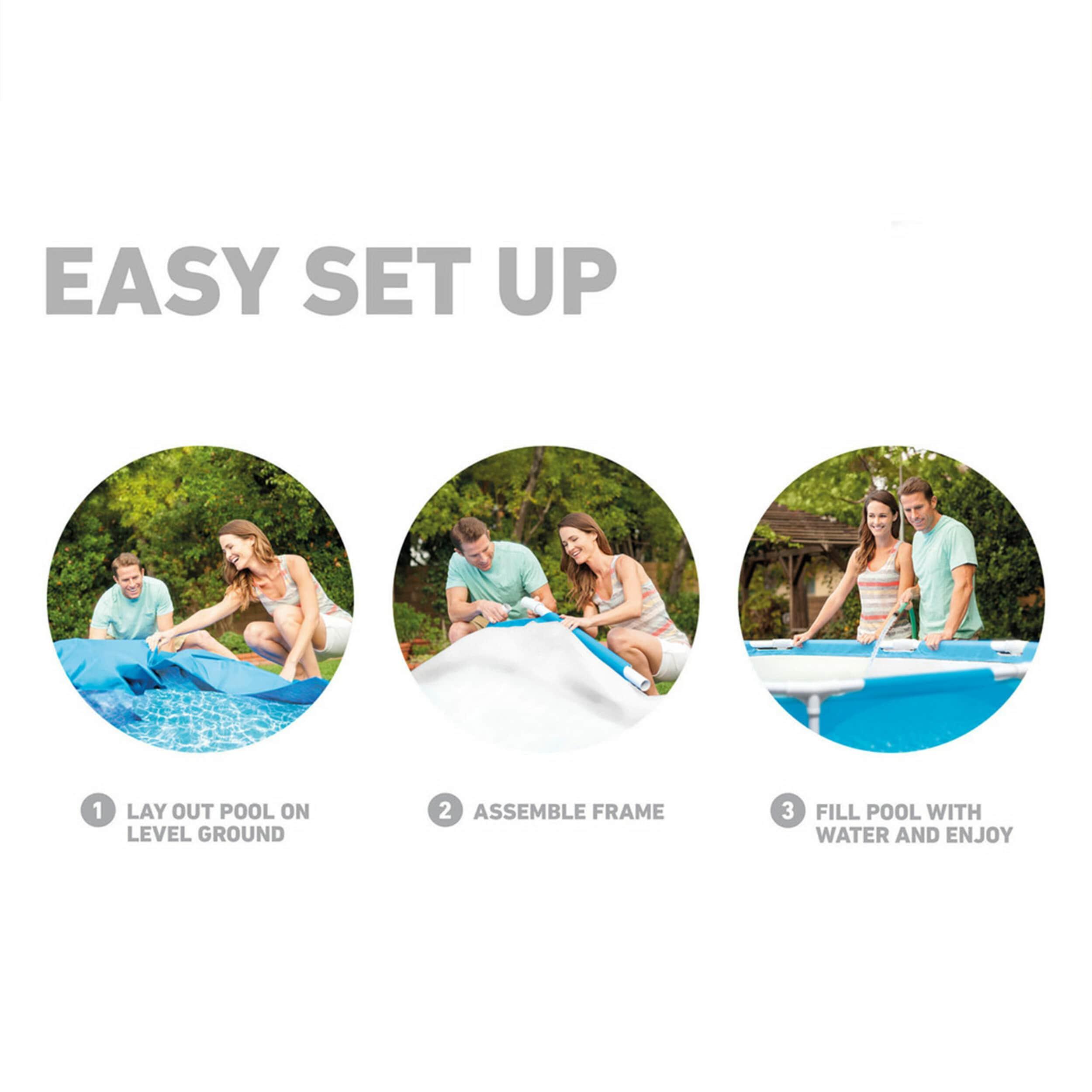 Intex Intex Round Metal Frame Outdoor Backyard Above Ground Swimming Pool