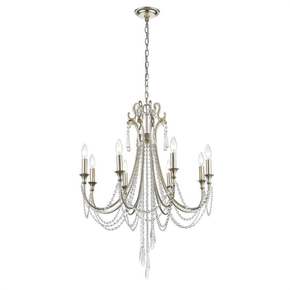 Crystorama Lighting ARC-1908-SA-CL-MWP Arcadia - 8 Light Chandelier   Antique Silver Finish with Clear Hand Cut Crystal